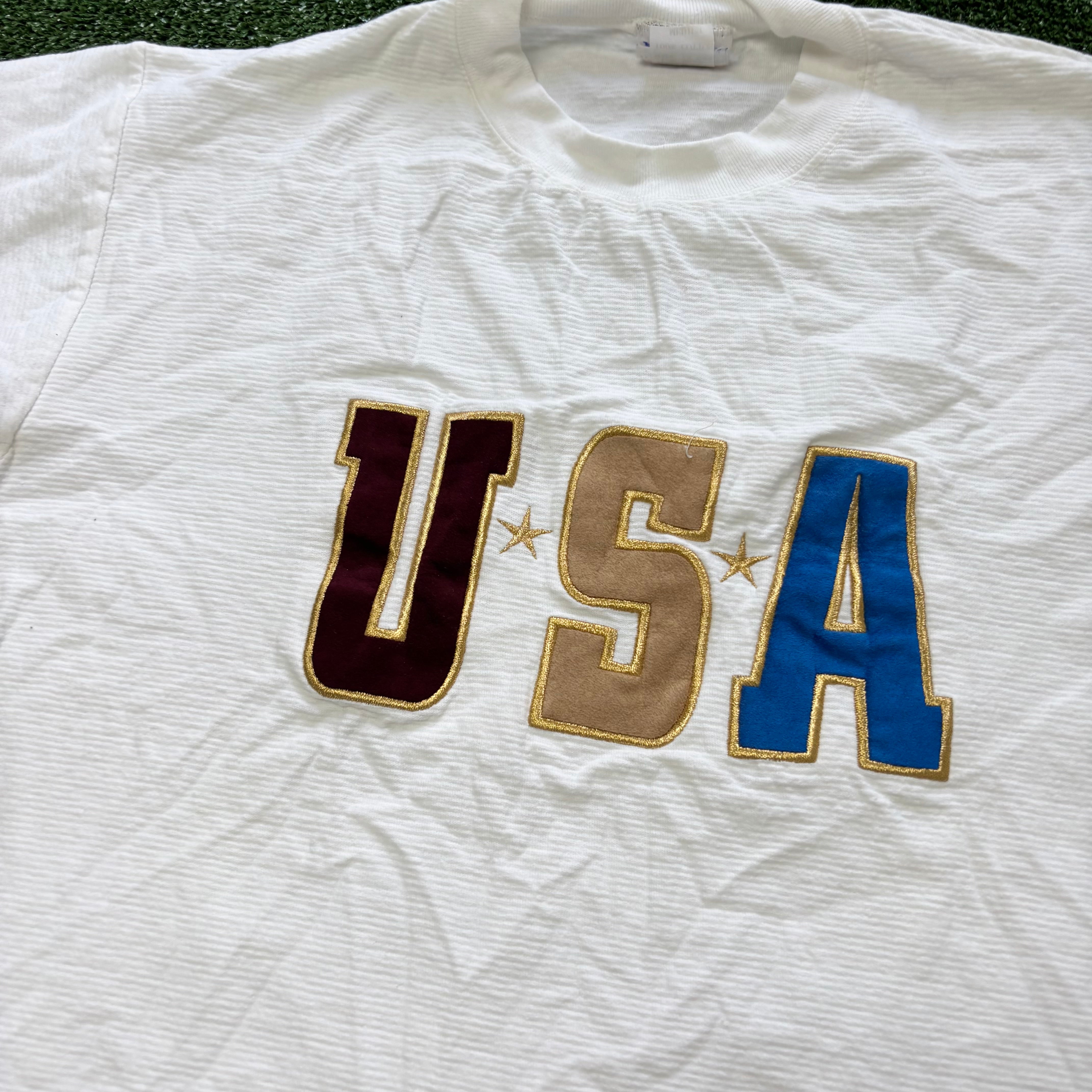 Vintage T Shirt Mens Medium White Single Stitch Graphic Print 90s USA (E)