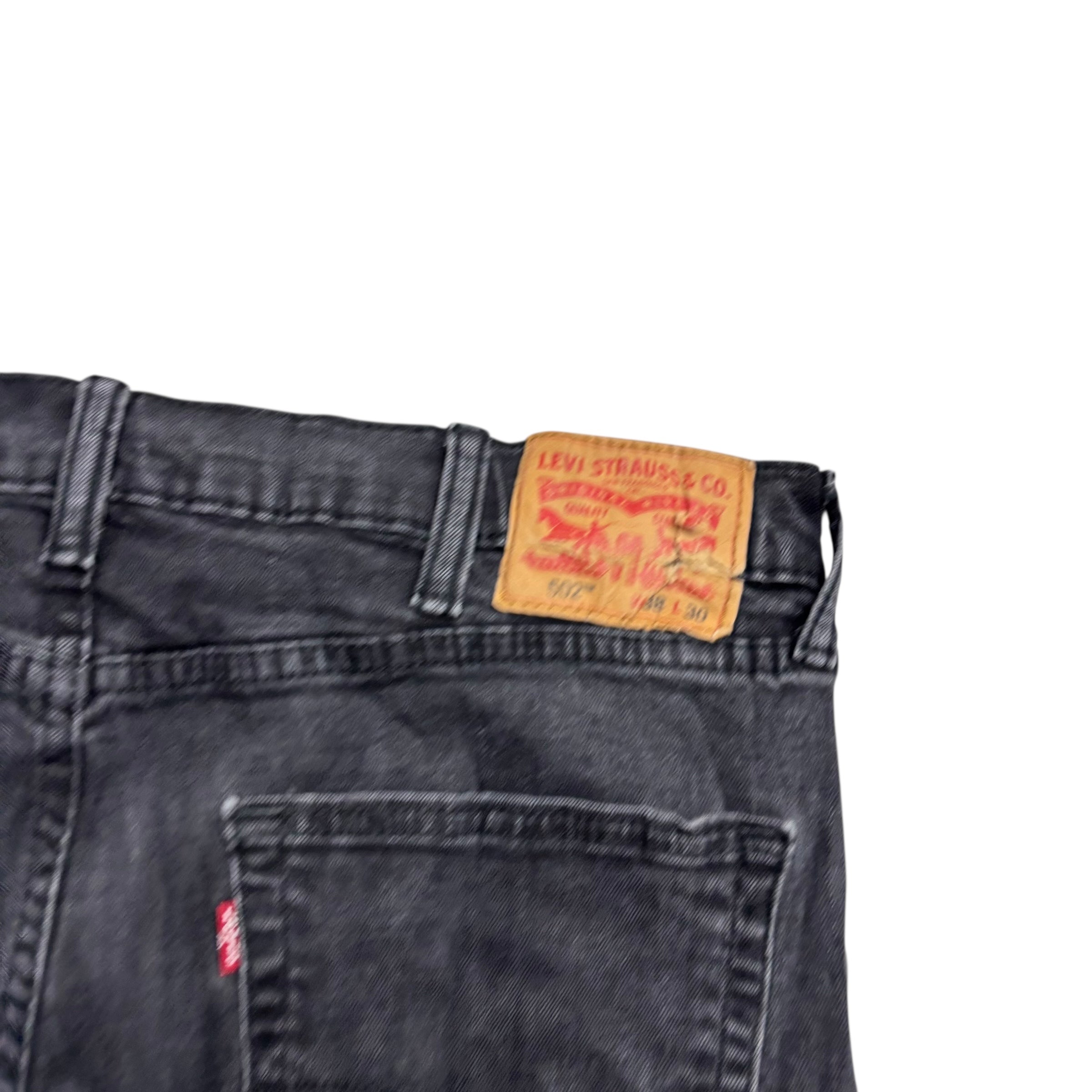 Levis 502 Jeans W36 L28 Mens Black Regular Tapered Fit Stretch Denim