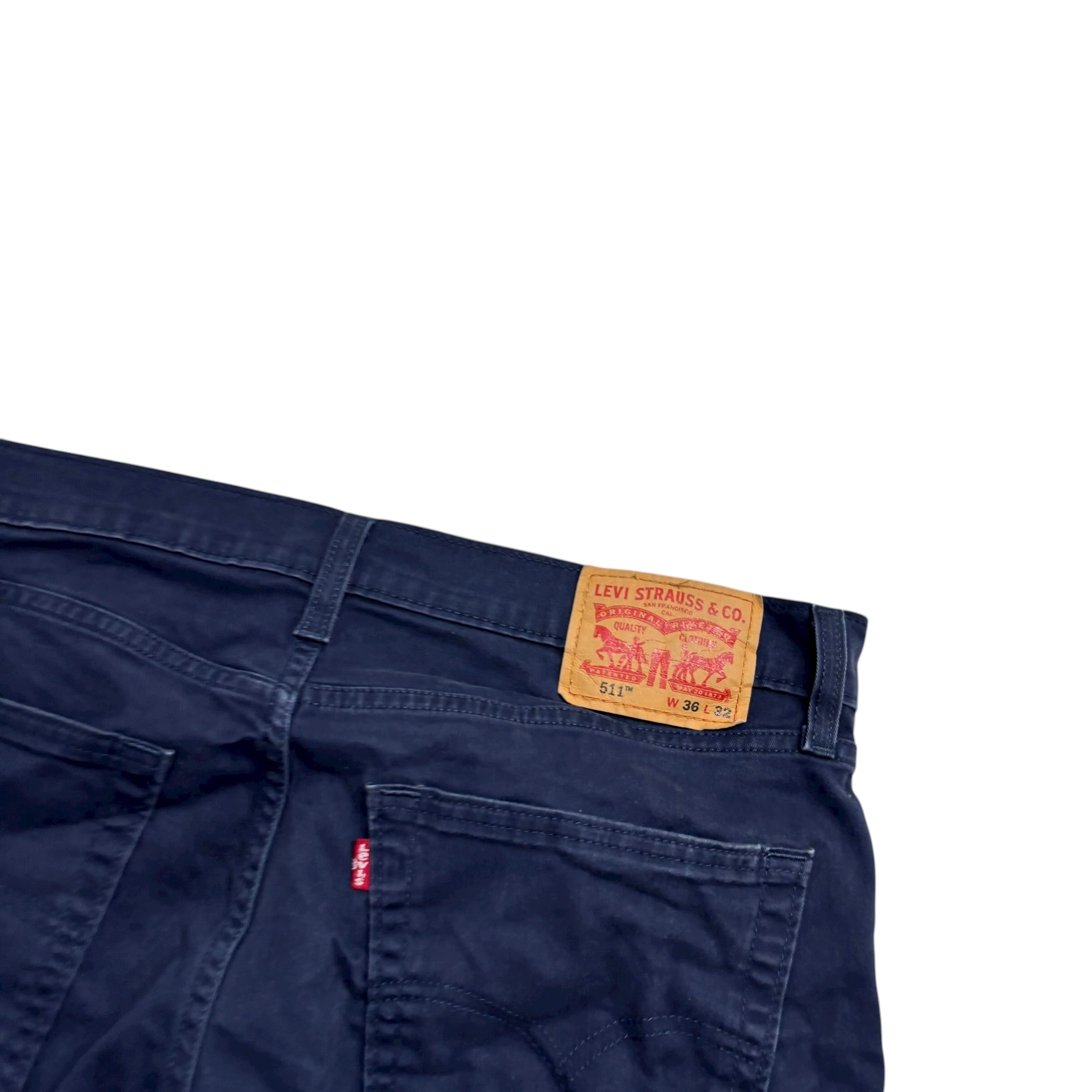 Levis 511 Trousers W36 L32 Mens Navy Blue Slim Fit Stretch Pant