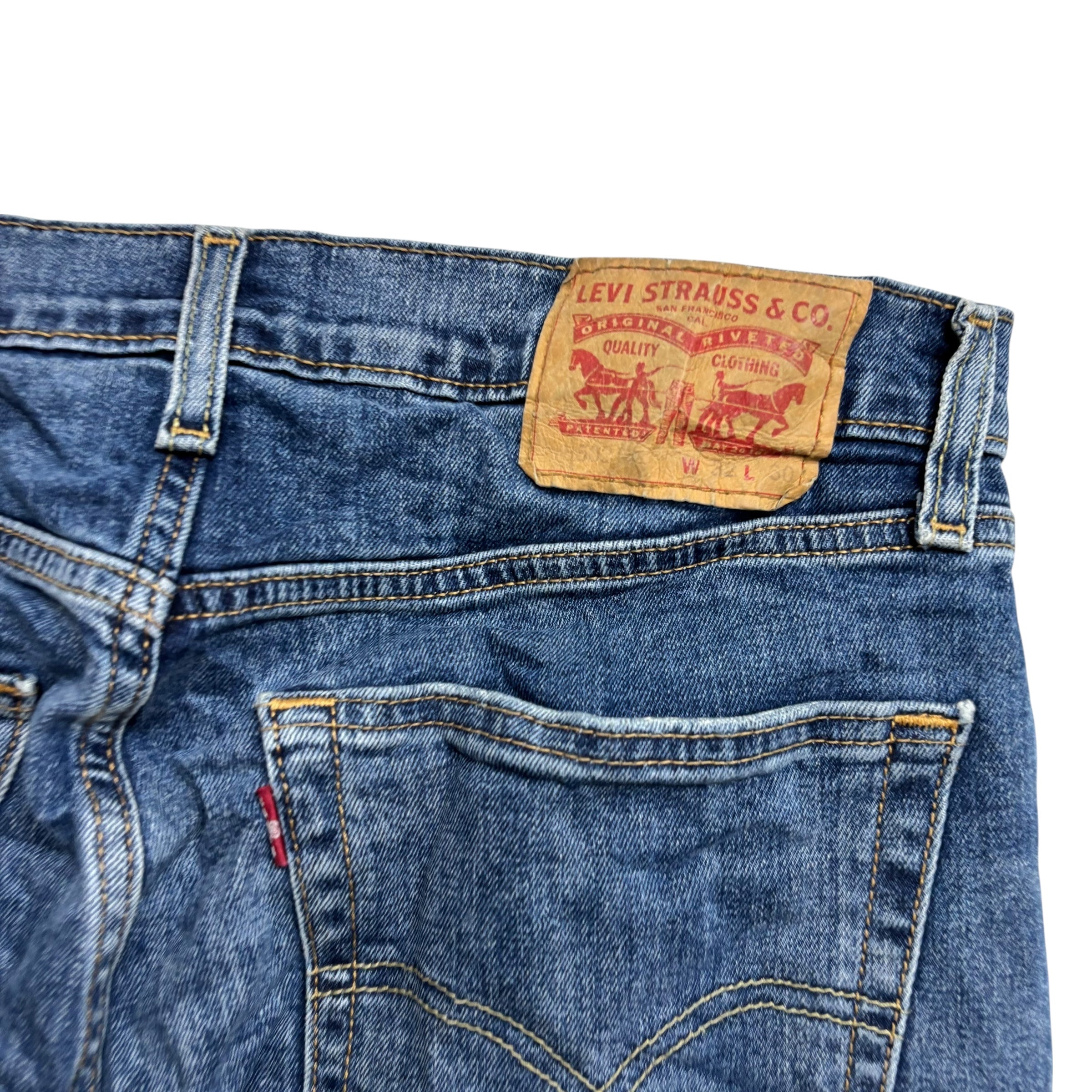Levis 502 Jeans W32 L30 Mens Mid Blue Regular Tapered Fit Stretch Denim (E)