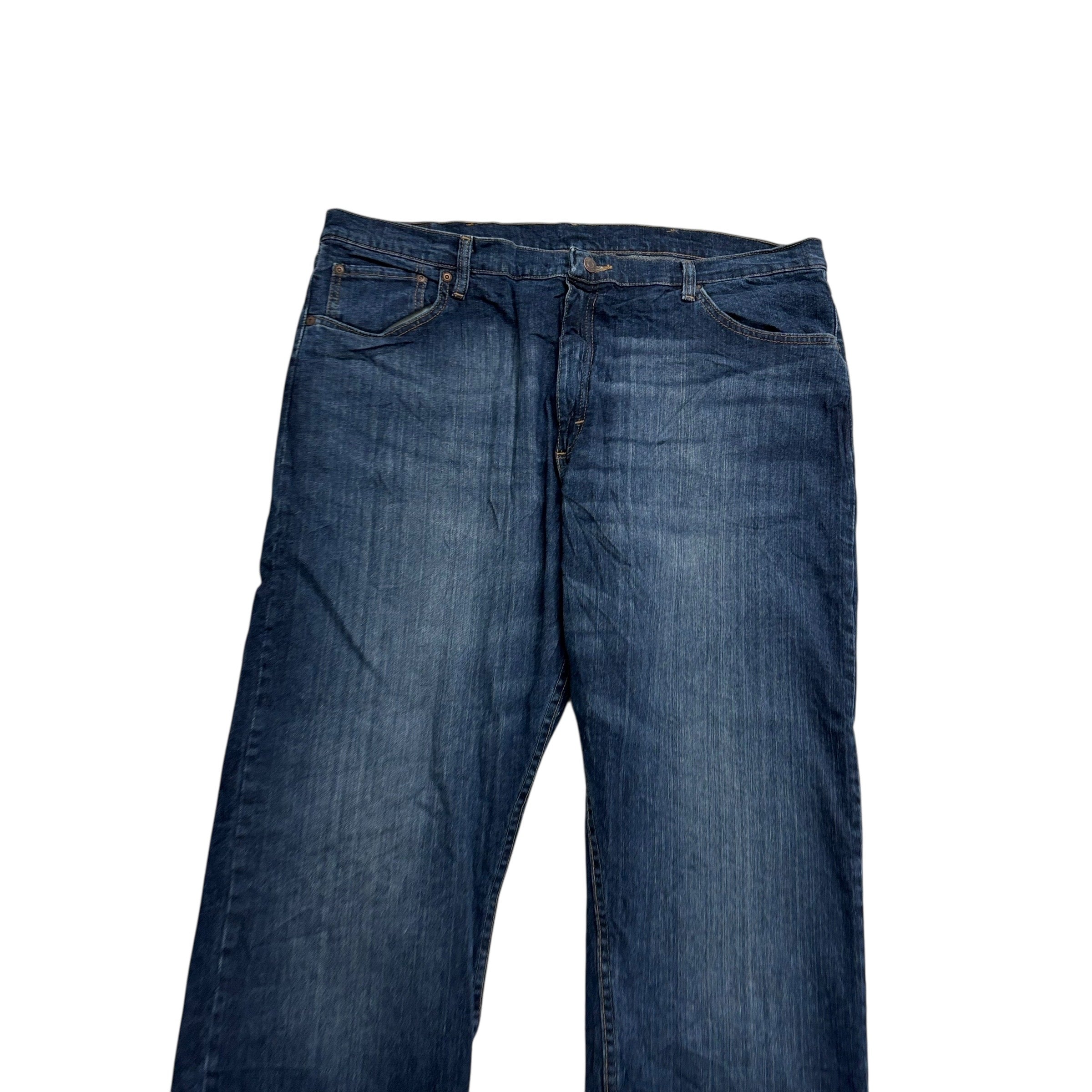 Wrangler Jeans W40 L30 Mens Dark Blue Relaxed Straight Fit Stretch Denim (E)