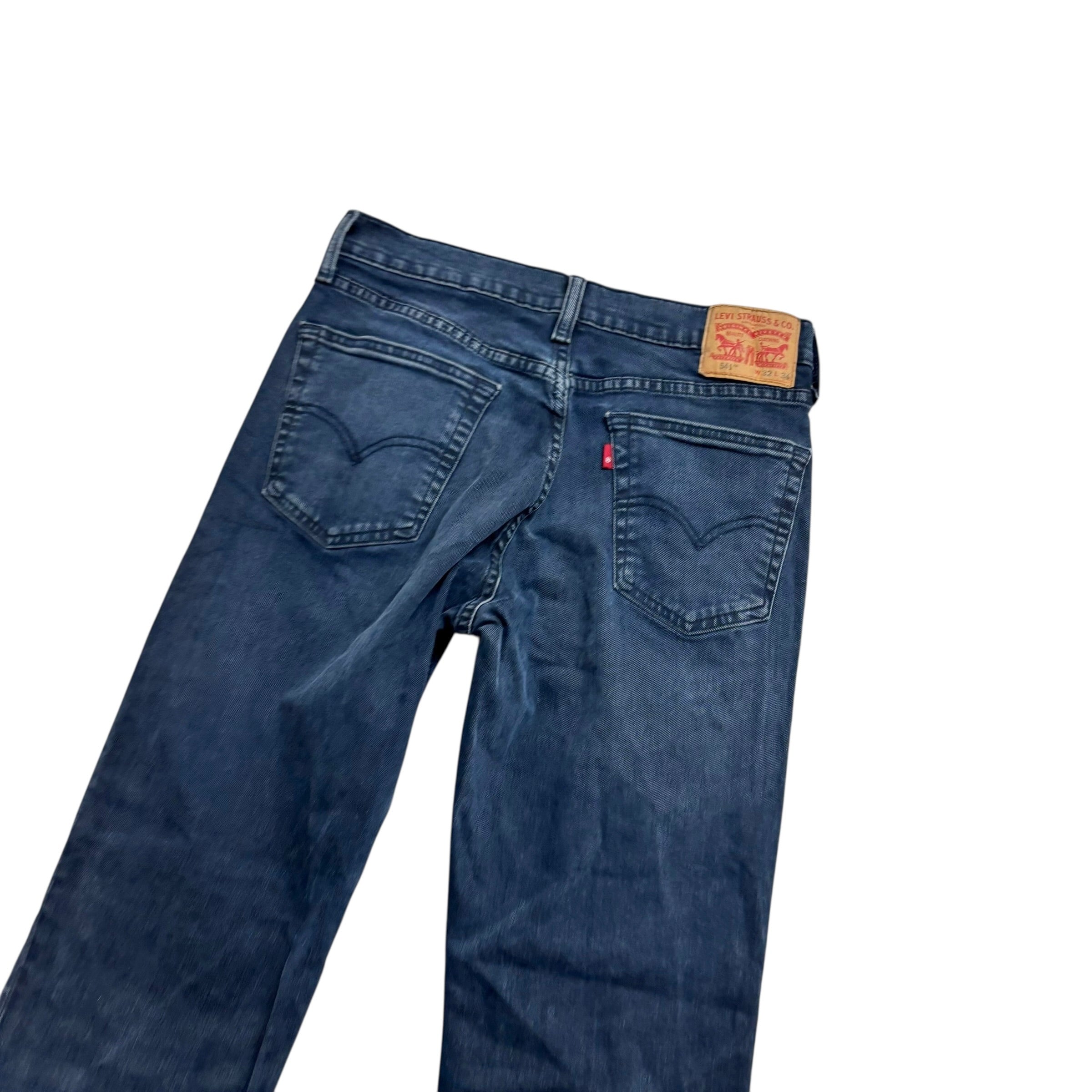 Levis 541 Jeans W31 L33 Mens Navy Blue Athletic Tapered Fit Stretch Denim (E)