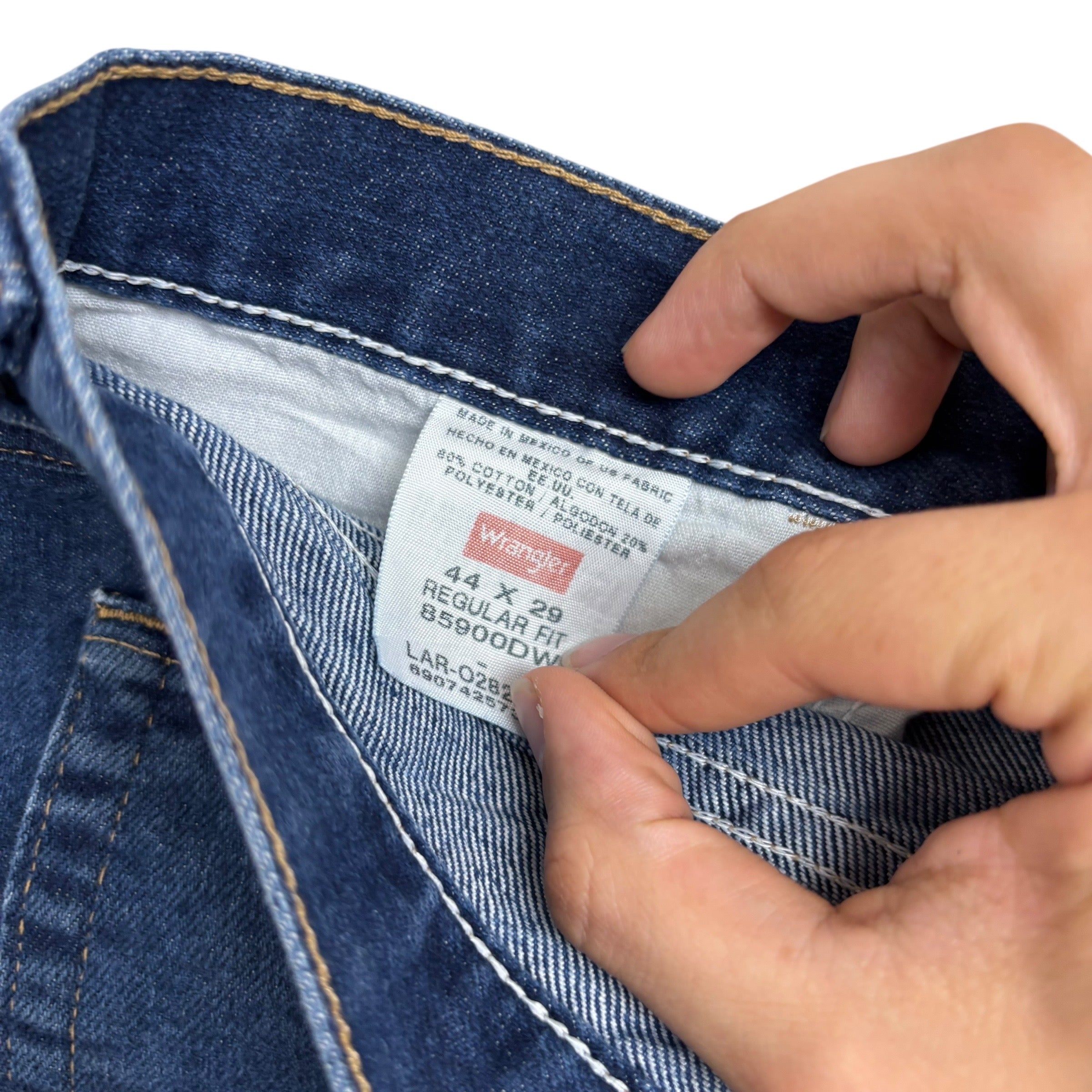 Wrangler Jeans W44 L29 Mens Dark Blue Regular Straight Fit Denim (E)