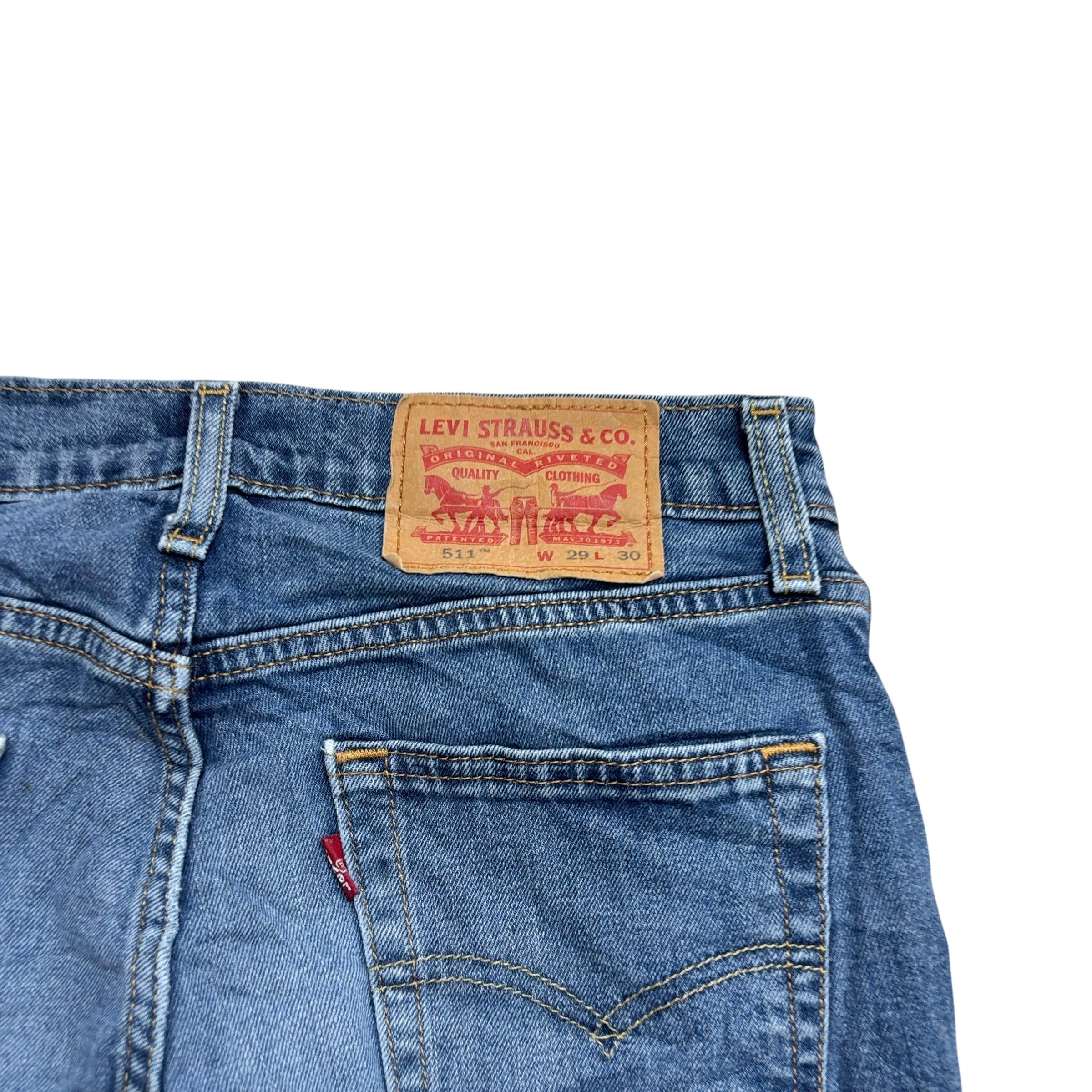 Levis 511 Jeans W29 L30 Mens Mid Blue Slim Fit Stretch Denim