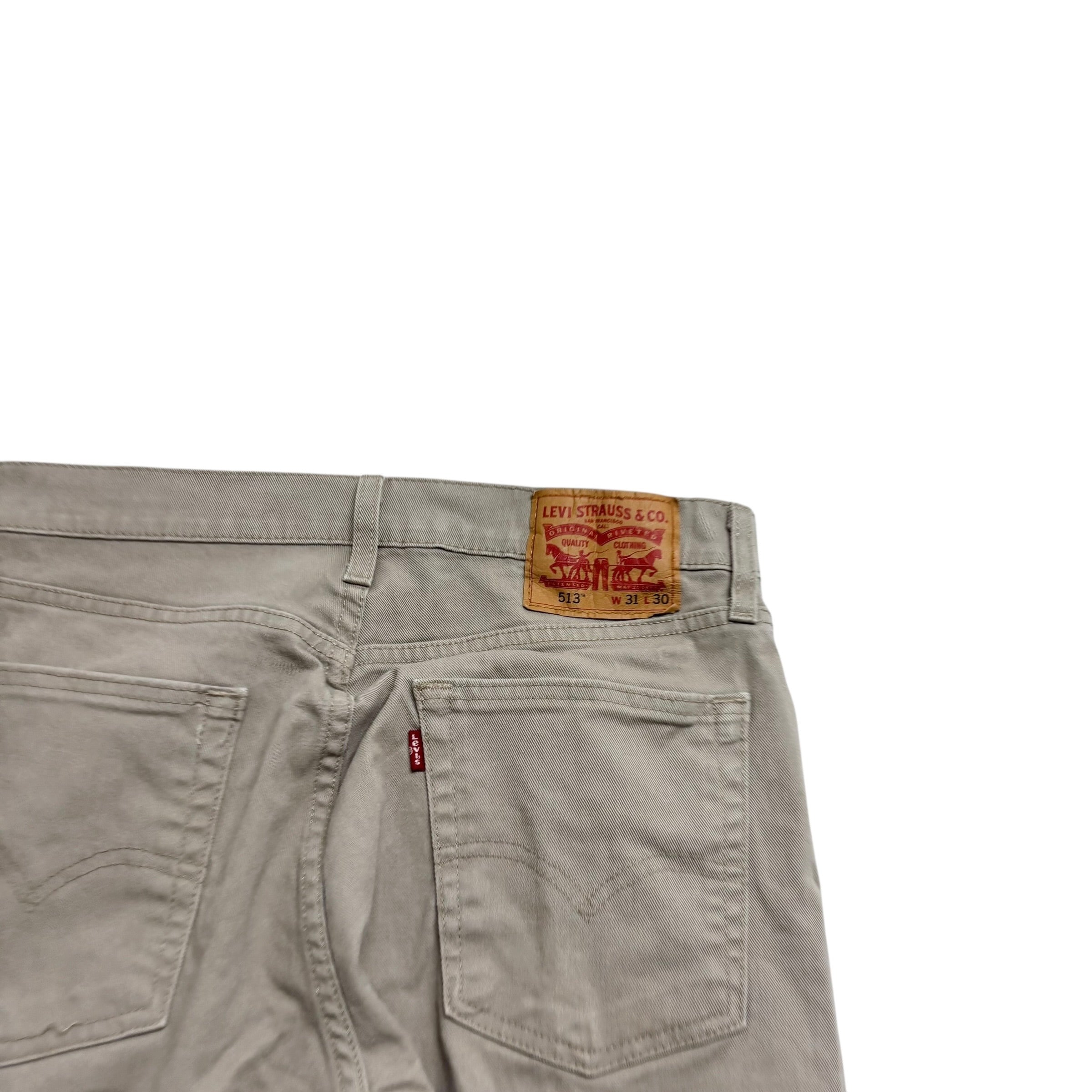 Levis 513 Jeans W31 L30 Mens Beige Slim Straight Fit Stretch Denim (E)