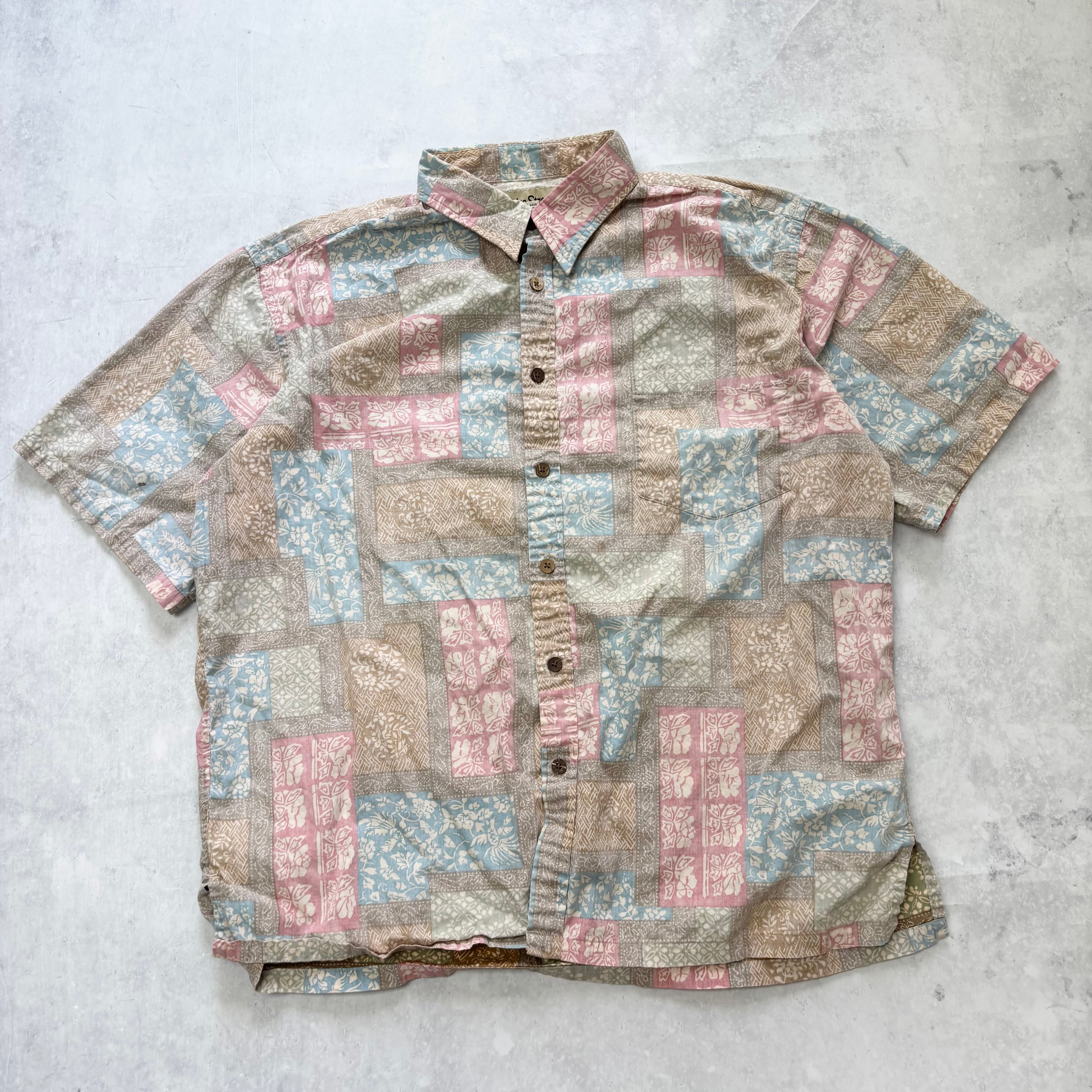 Vintage Hawaiian Shirt Mens XL Pink Floral Aloha Short Sleeve Cotton