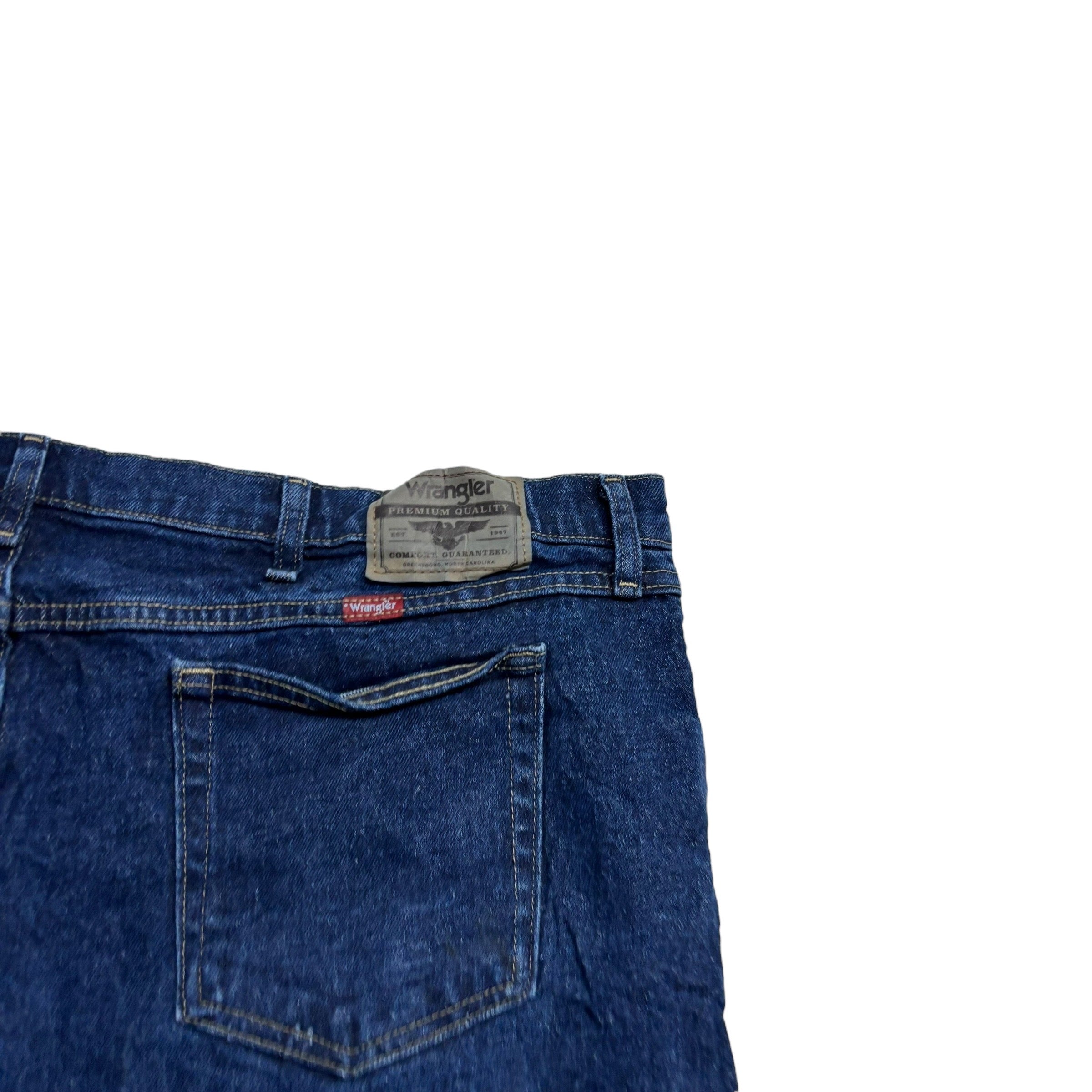 Wrangler Jeans W46 L32 Mens Dark Blue Regular Straight Fit Stretch Denim (E)