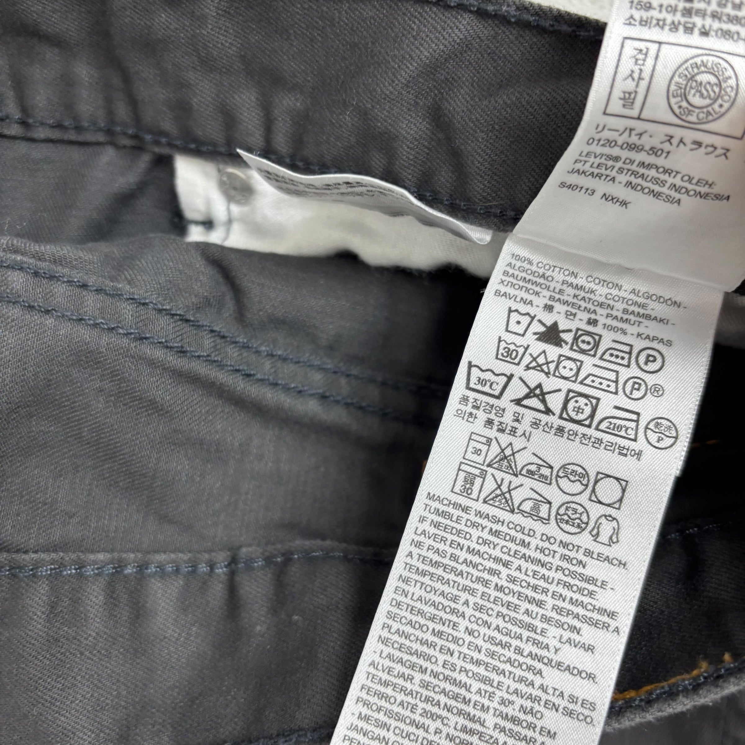 Levis 505 Trousers W36 L30 Mens Grey Regular Straight Fit Cotton Pants (E)
