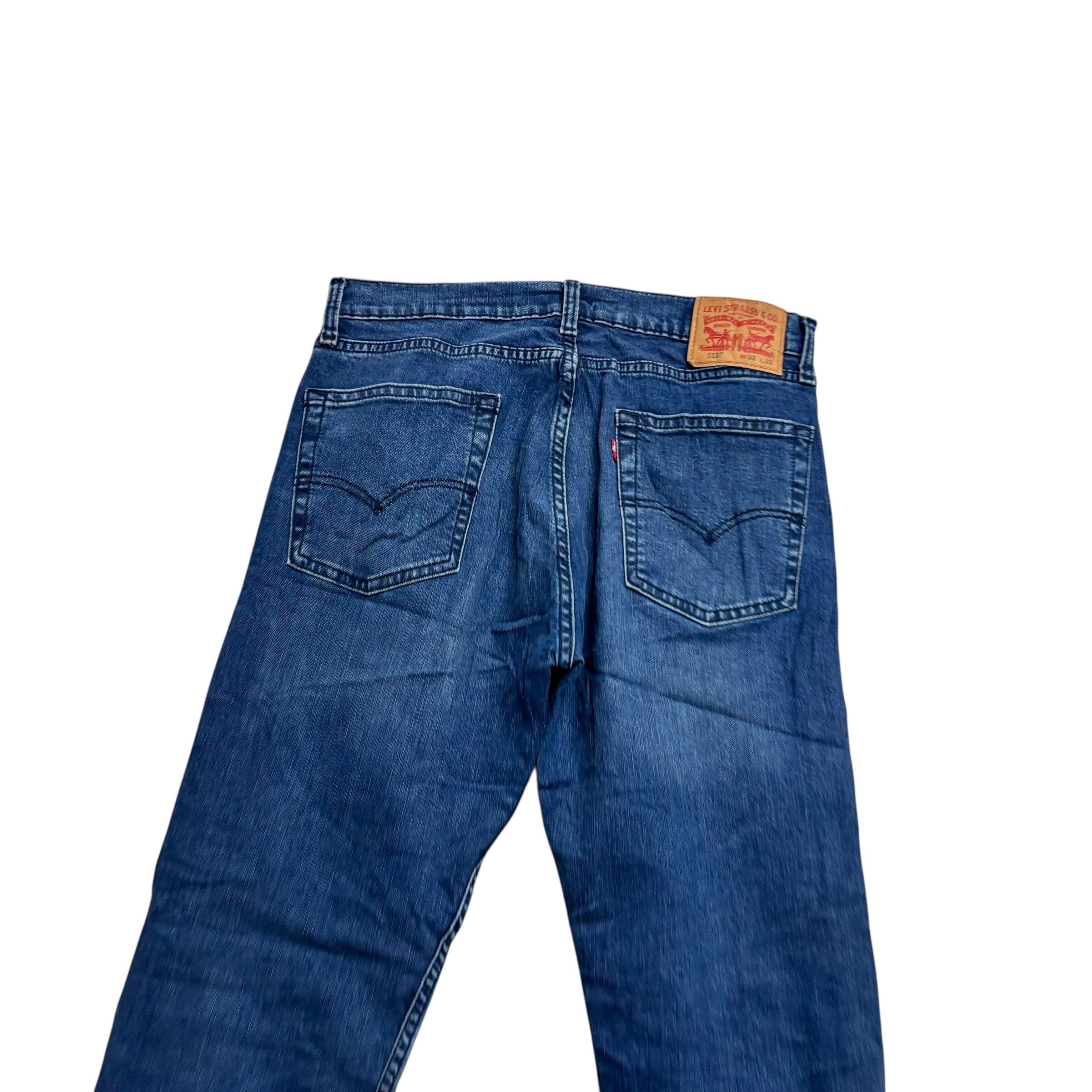 Levis 513 Jeans W32 L32 Mens Dark Blue Slim Straight Fit Stretch Denim (E)