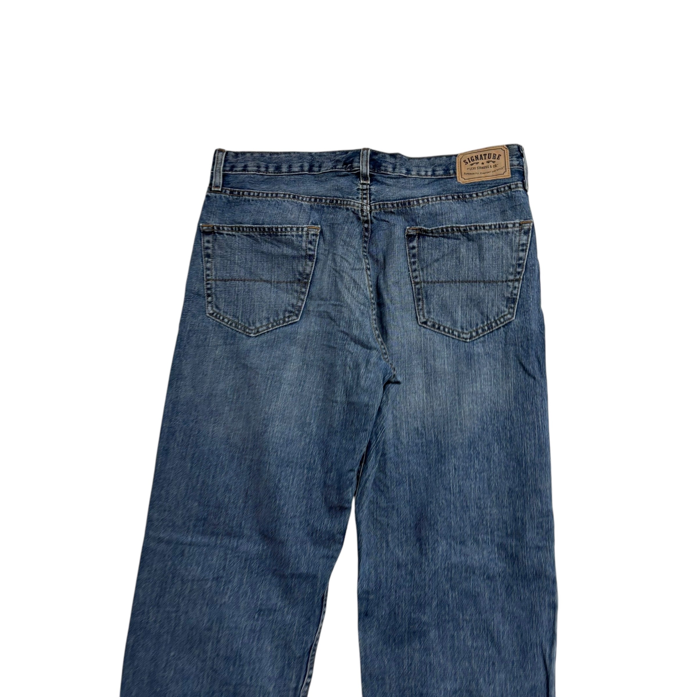 Levis Signature Jeans W36 L30 Mens Mid Blue Relaxed Straight Fit Vintage Denim
