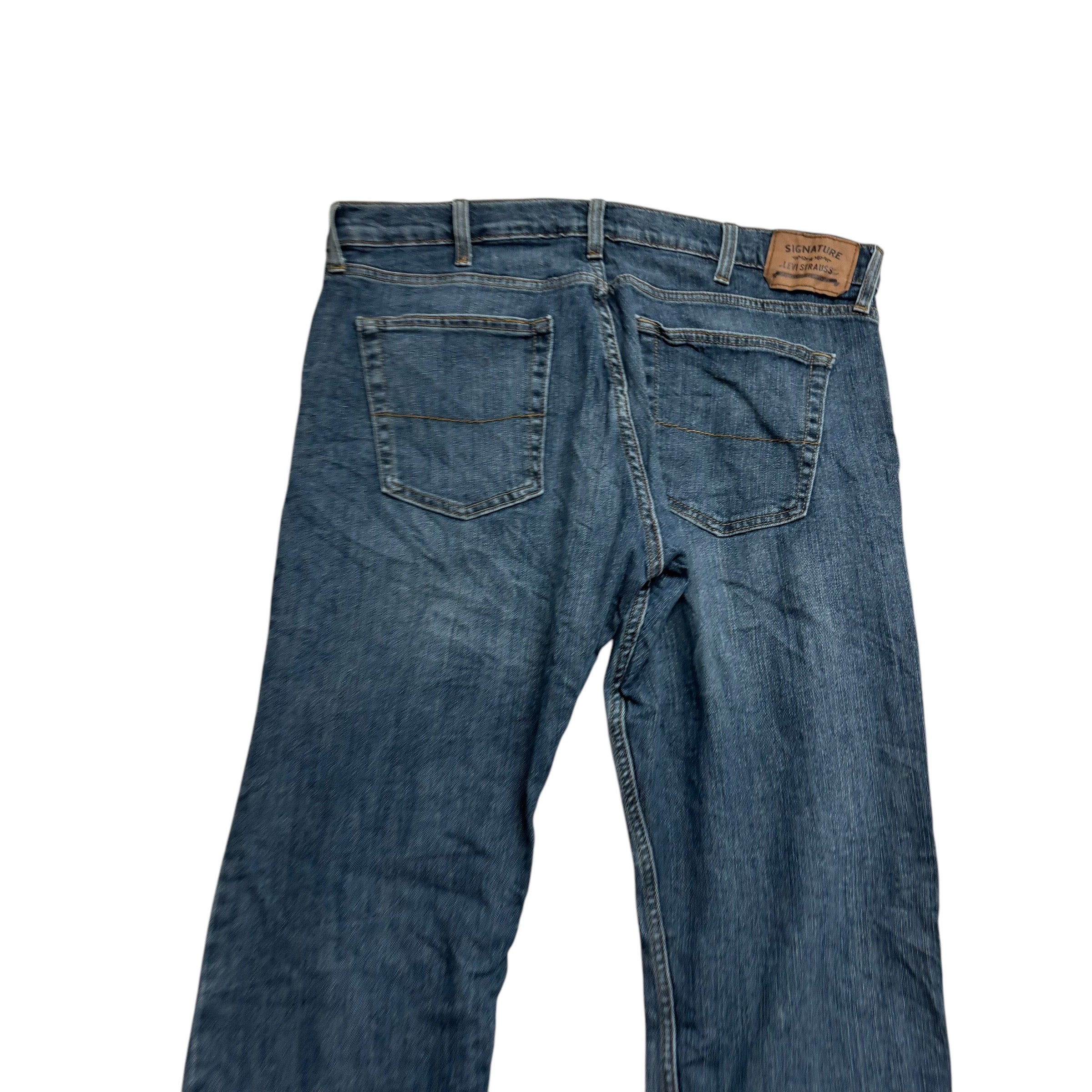 Levis Signature Jeans W38 L30 Mens Dark Blue Regular Straight Stretch Denim (E)