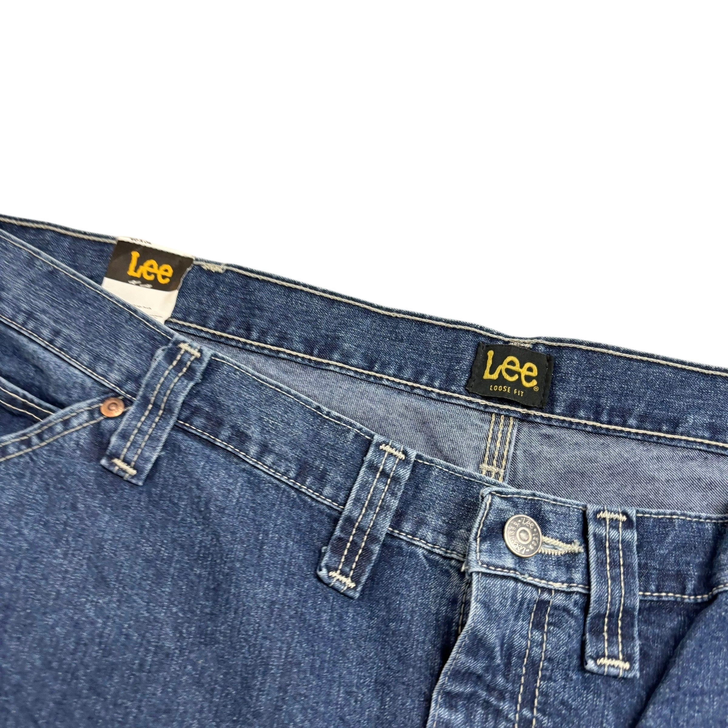 Lee Carpenter Jeans W46 L32 Mens Mid Blue Baggy Relaxed Straight Fit Denim (E)