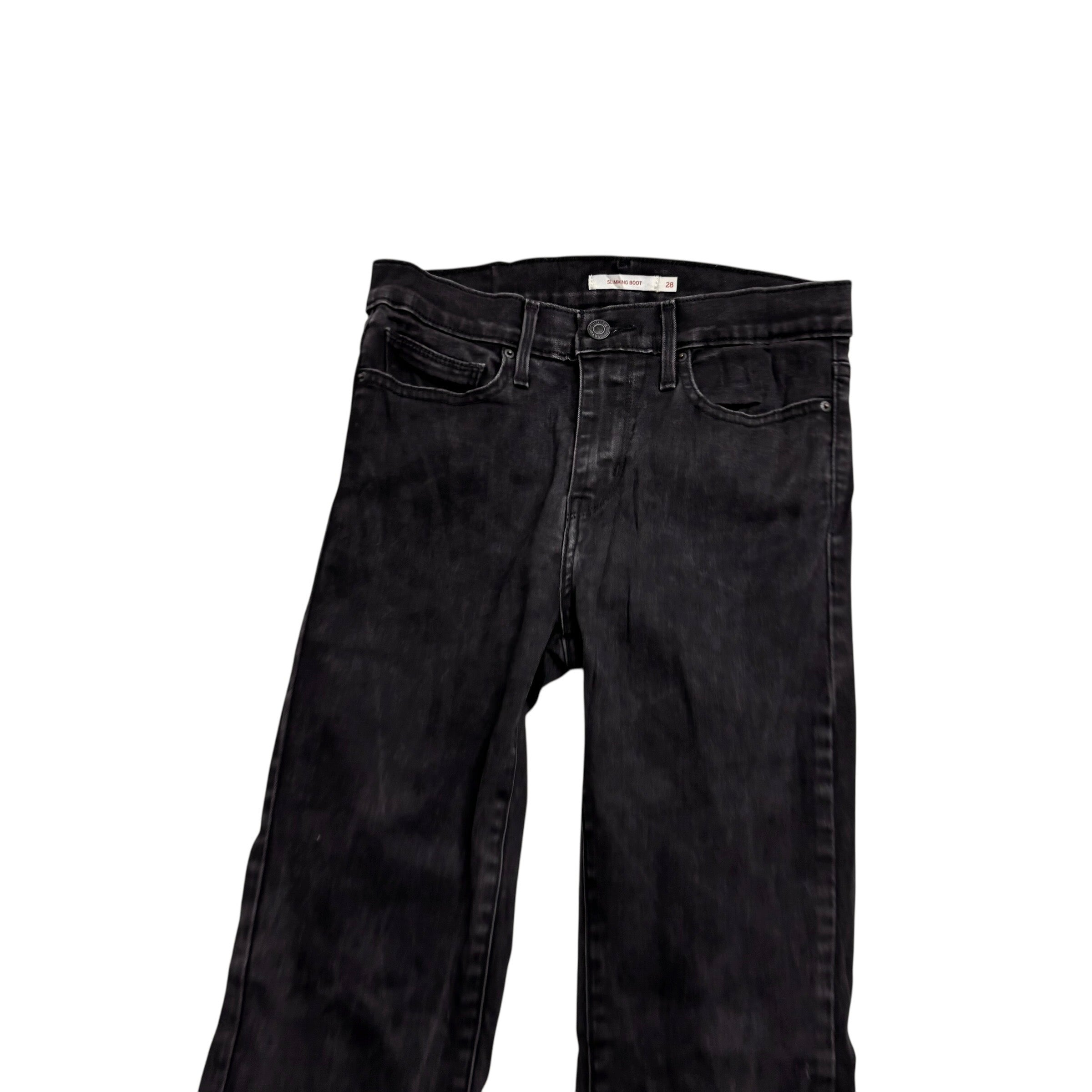 Levis Jeans W27 L32 Womens Slimming Bootcut Black Stretch Denim (E)