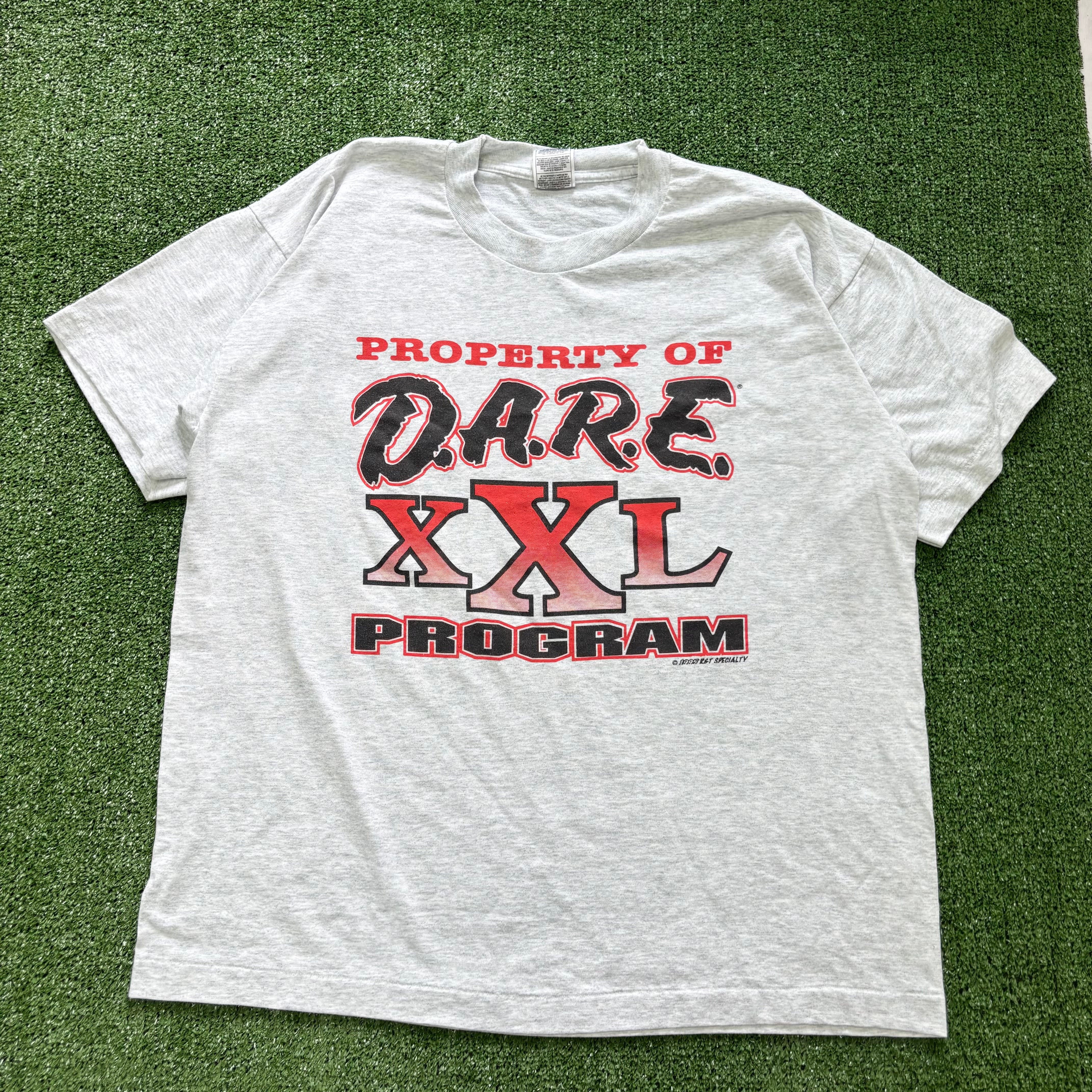 Vintage T Shirt Mens XL Grey Single Stitch Graphic Print 90s USA DARE (E)