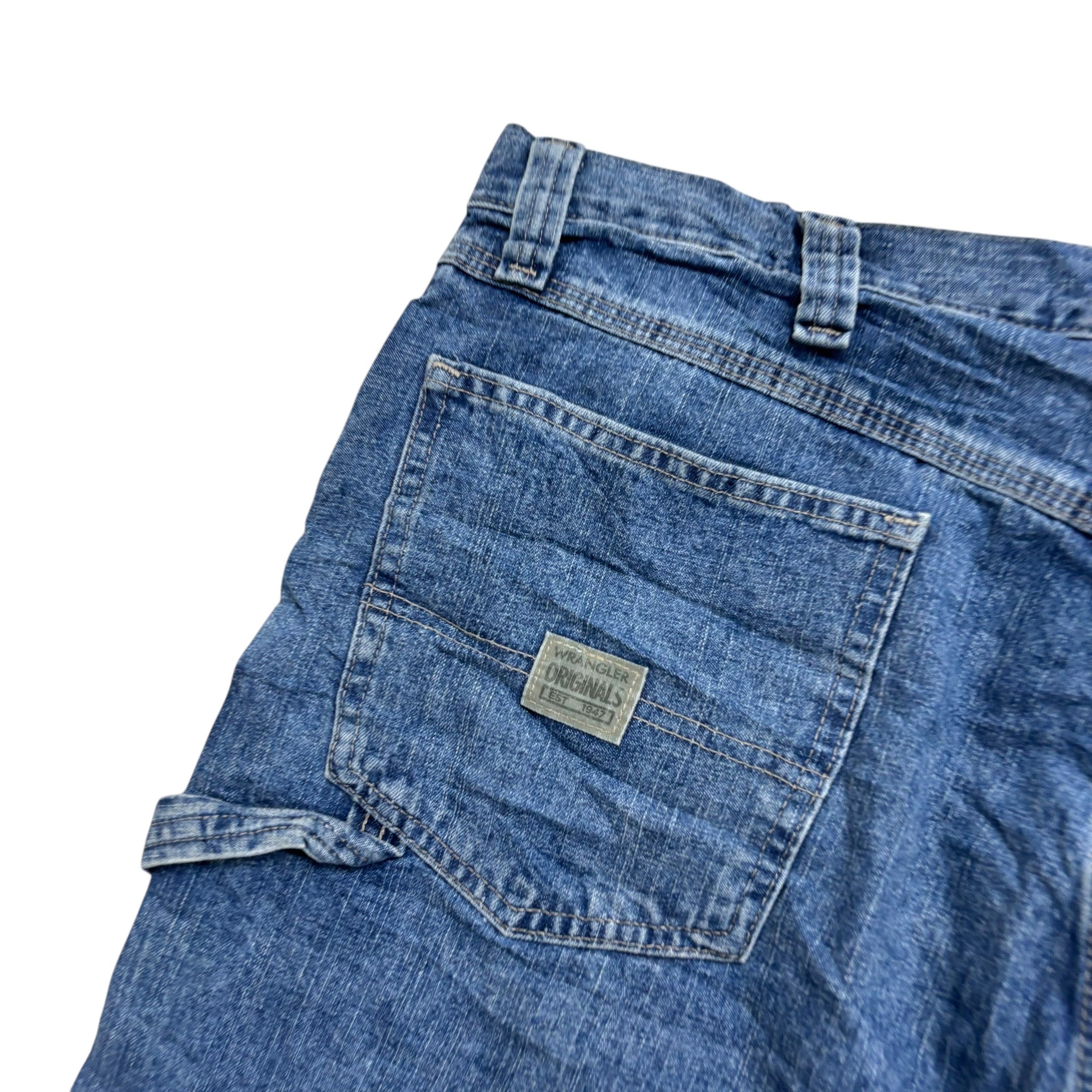 Wrangler Baggy Jorts W38 Mens Mid Blue Denim Shorts Relaxed Fit Carpenter (E)