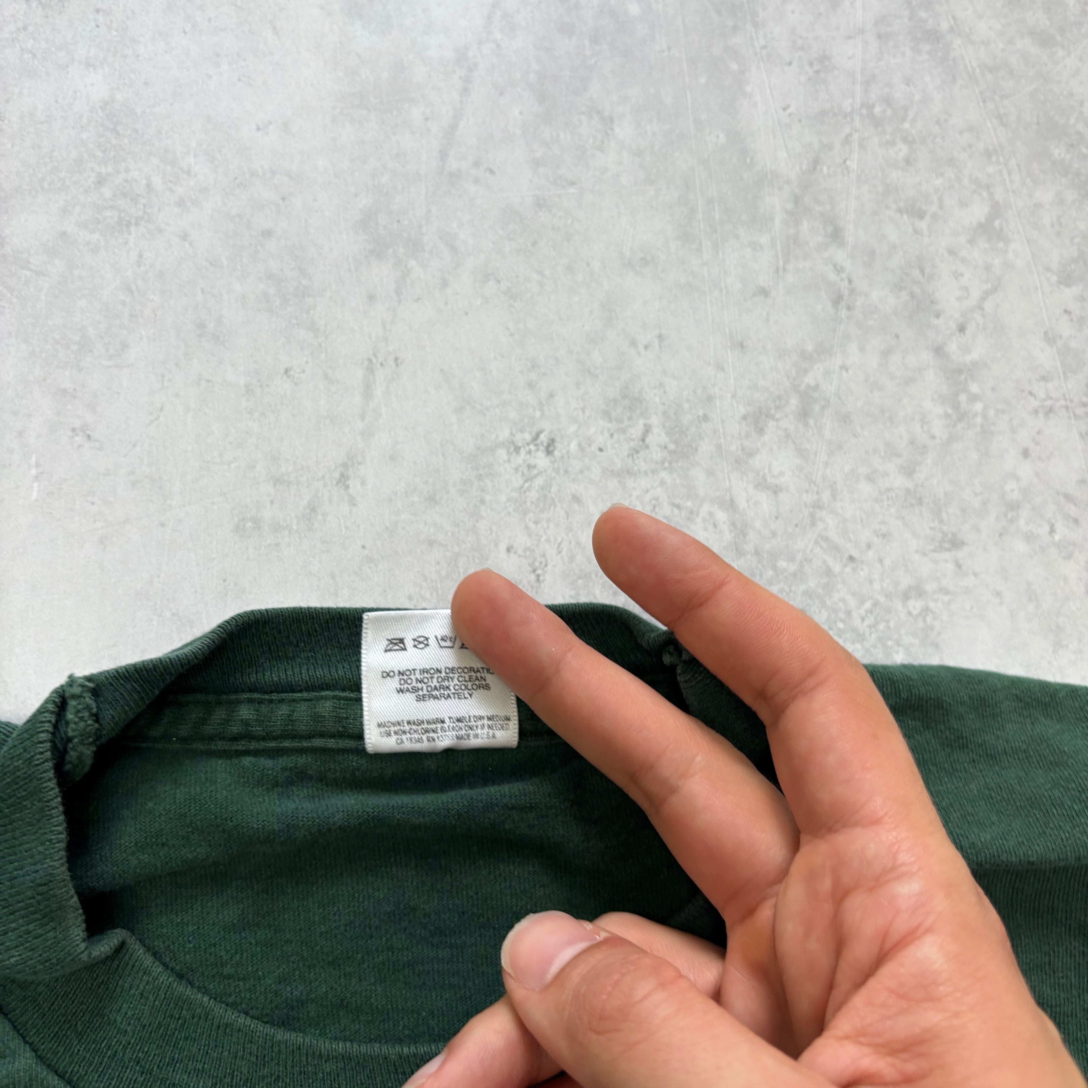 Vintage T Shirt Mens Medium Green Single Stitch Graphic Print 90s USA (E)