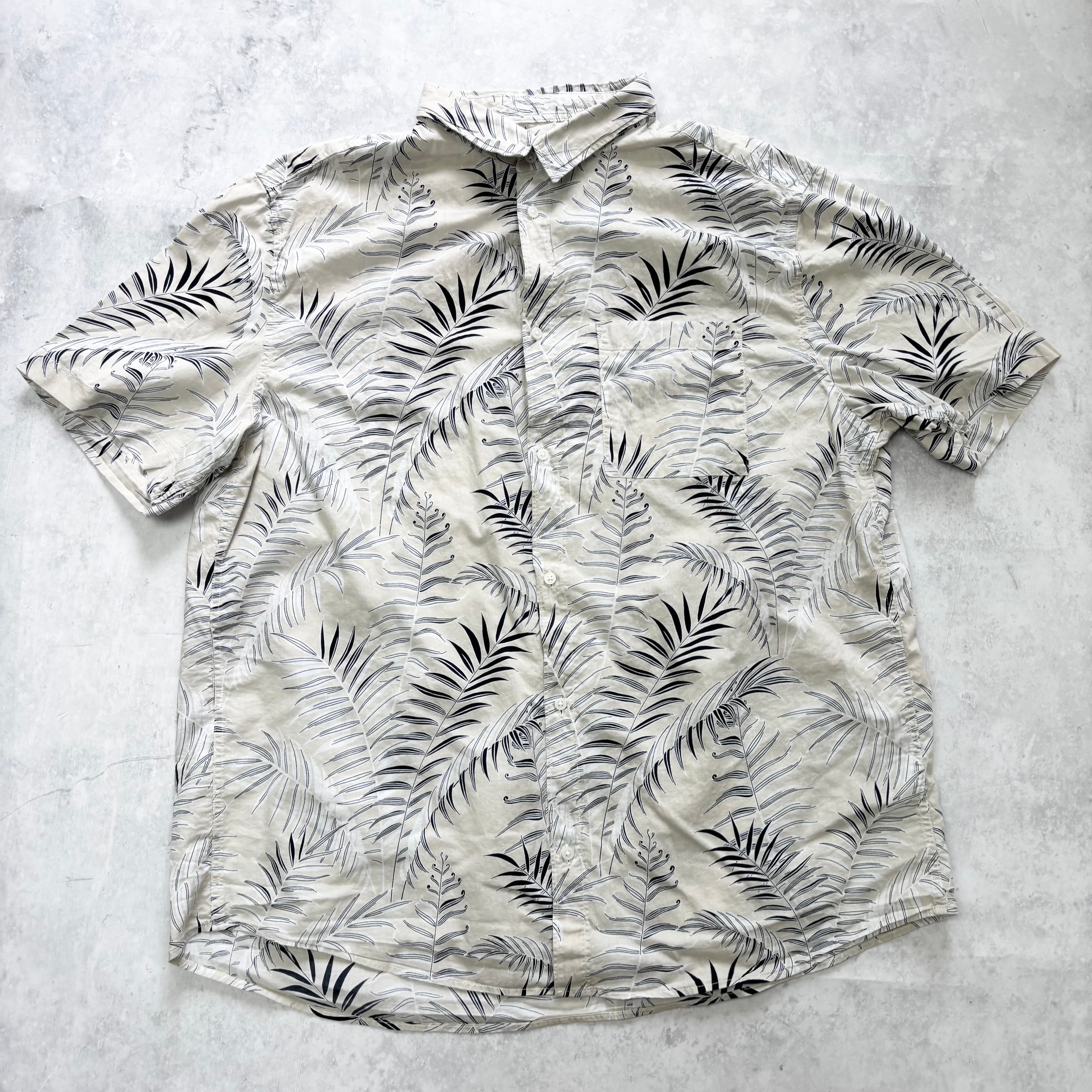 Hawaiian Shirt Mens XL Beige Floral Aloha Short Sleeve Cotton (E)