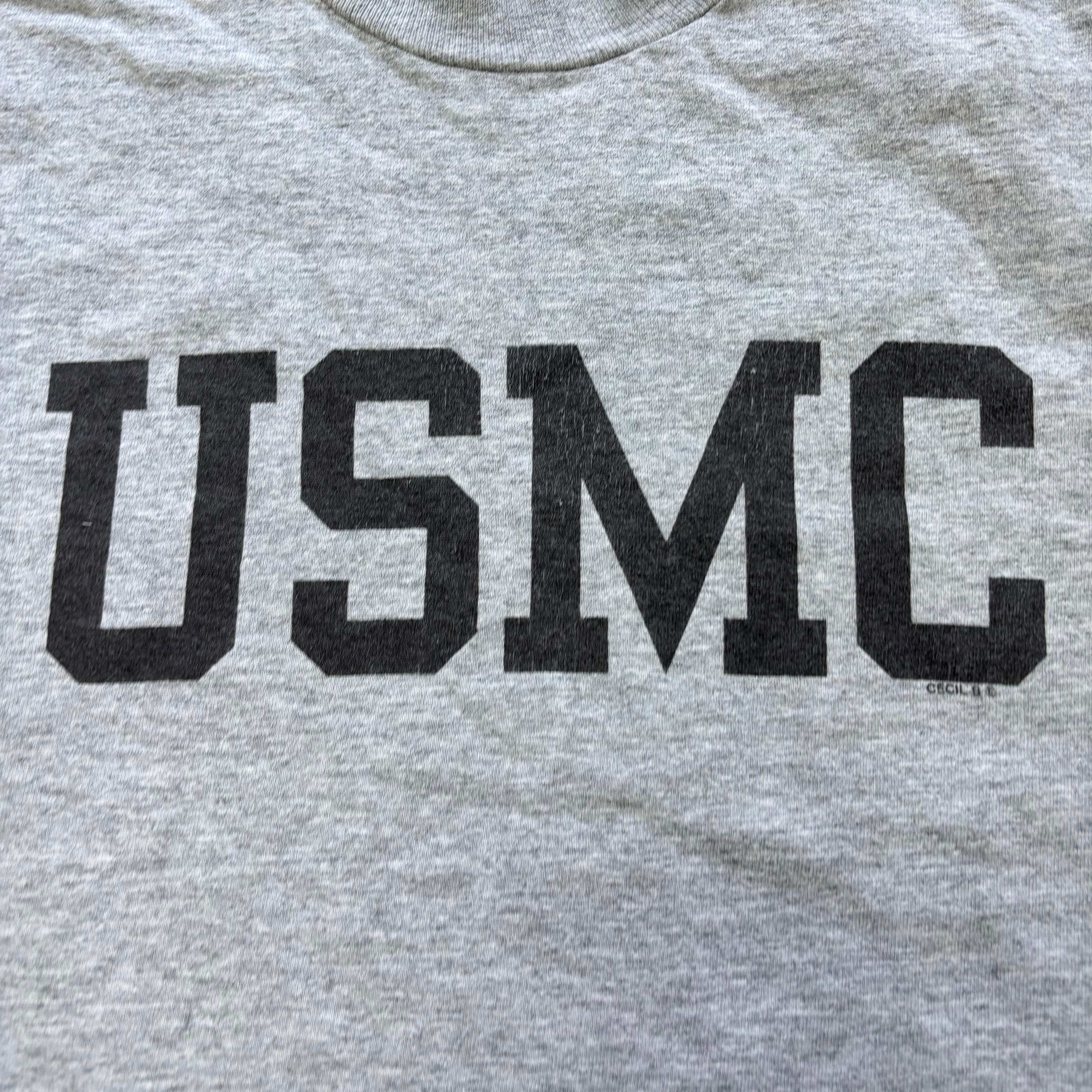 Vintage T Shirt Mens XL Grey Single Stitch Graphic Print 90s USMC Army