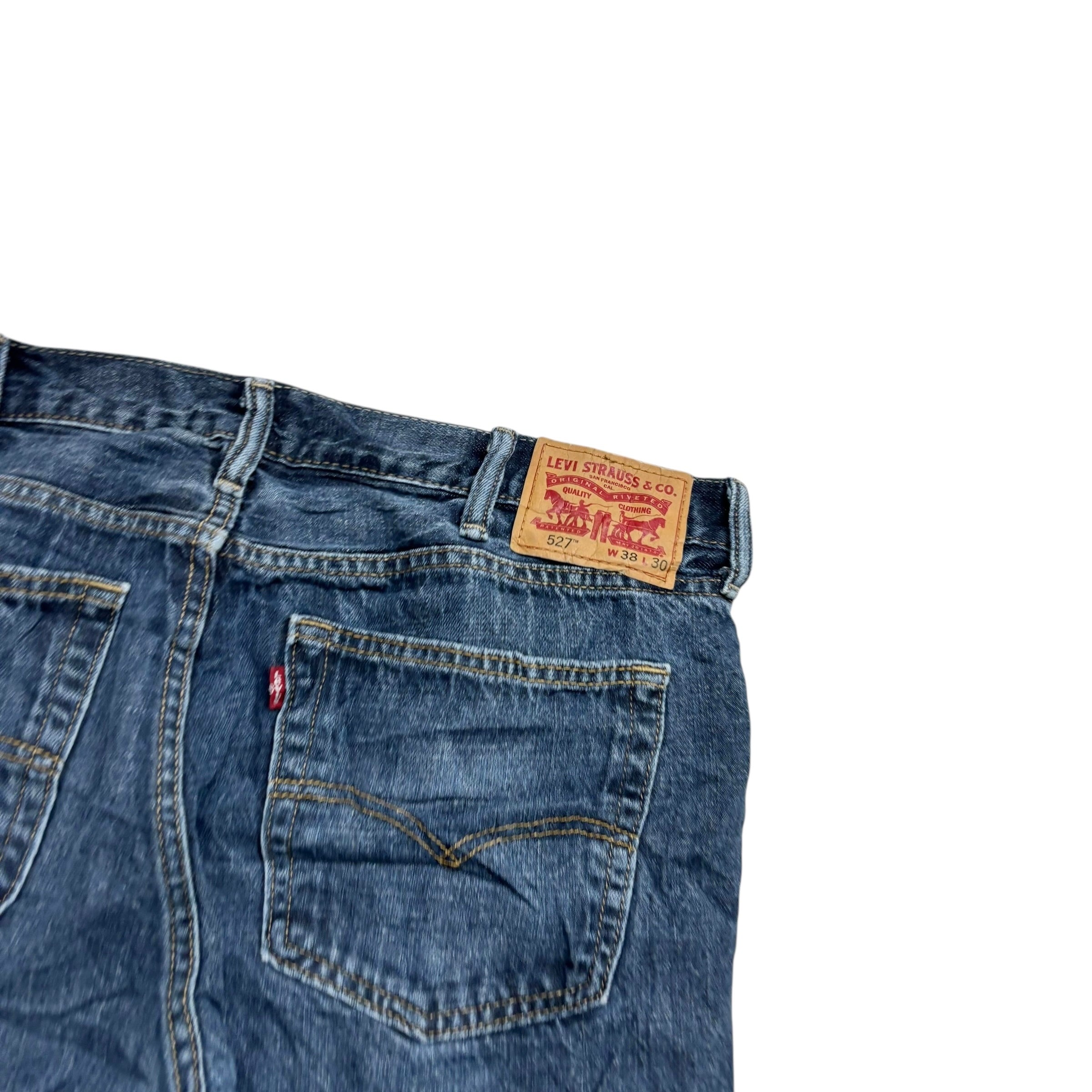 Levis 527 Jeans W38 L30 Mens Mid Blue Slim Bootcut Fit Denim