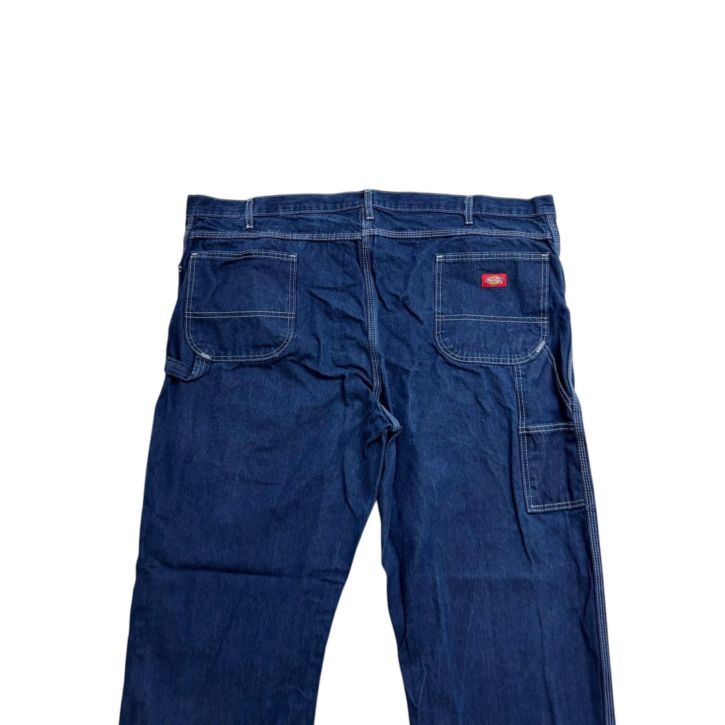 Dickies Carpenter Jeans W48 L30 Mens Dark Blue Relaxed Straight Fit Pants (E)
