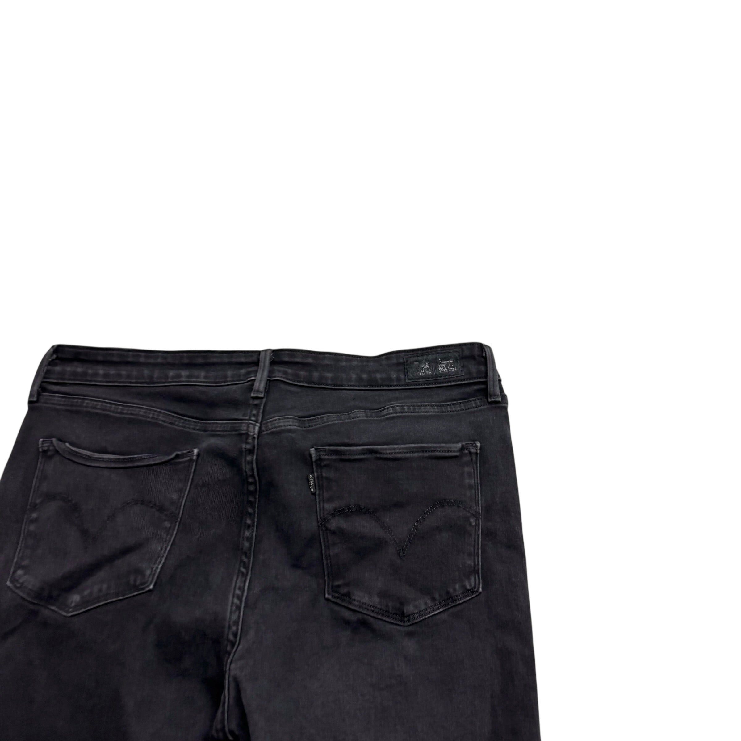 Levis Jeans W33 L27 Womens Mid Rise Skinny Fit Black Stretch Denim