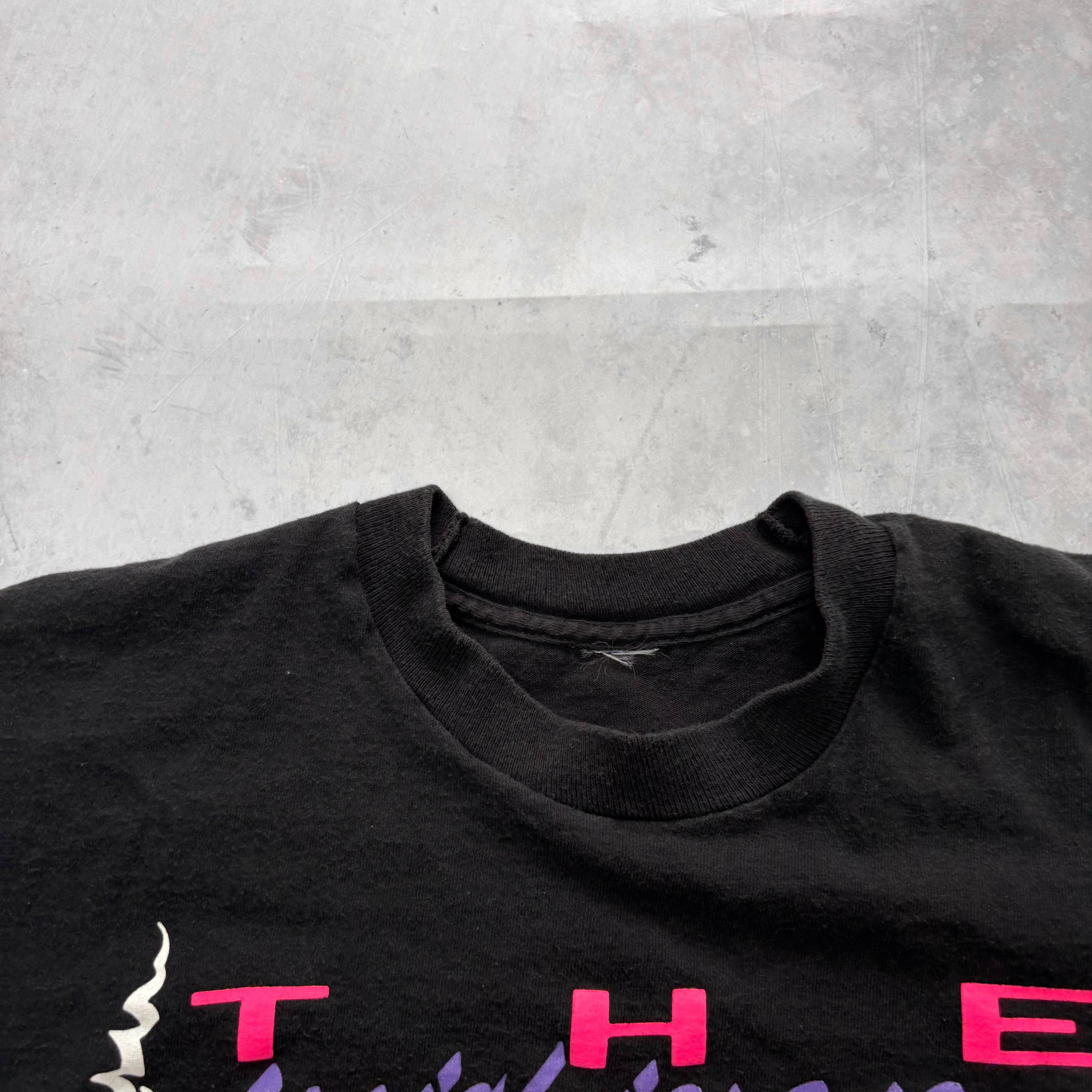 Vintage T Shirt Mens Small Black Single Stitch Graphic Print 90s Run Race