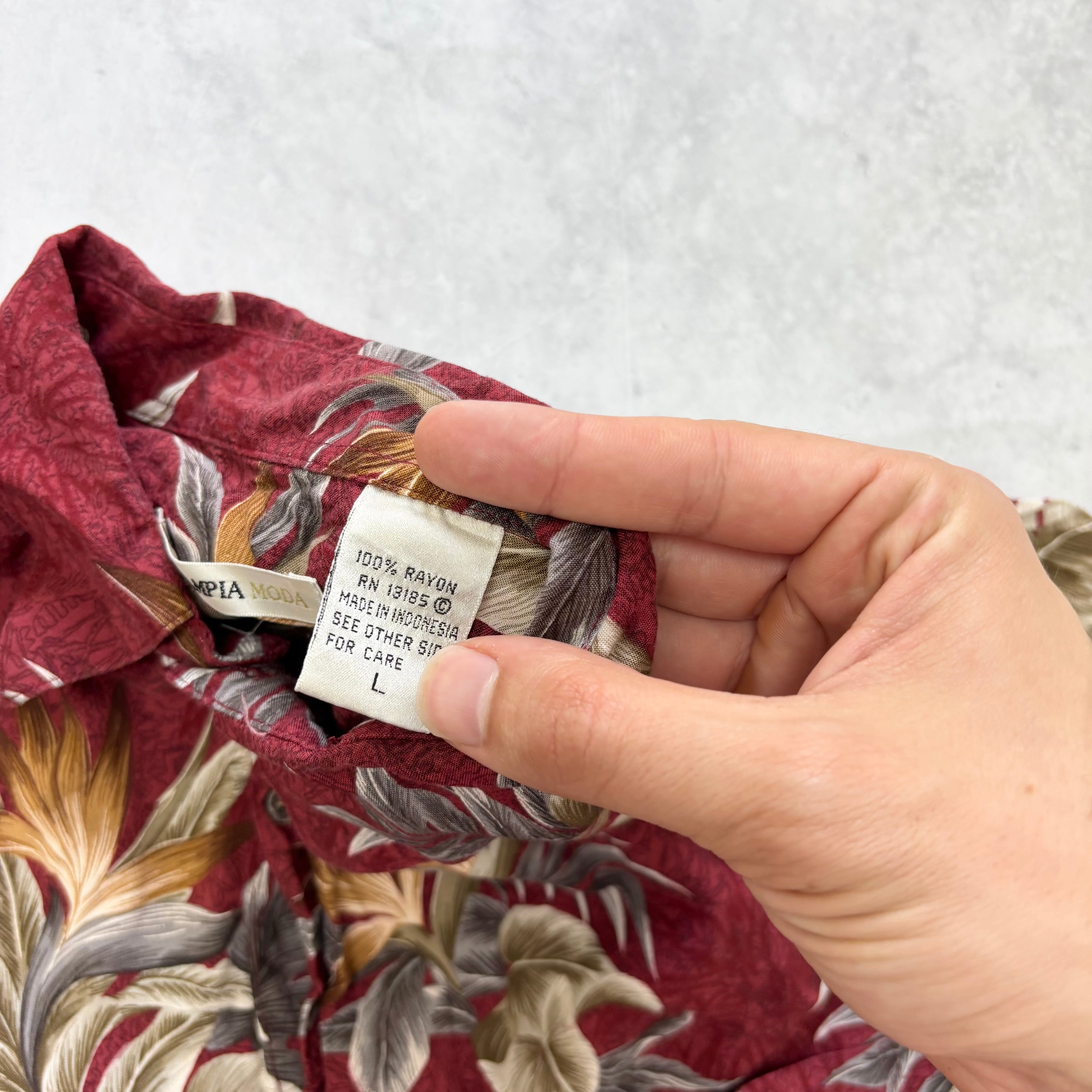 Vintage Hawaiian Shirt Mens Medium Red Floral Aloha Short Sleeve Rayon (E)