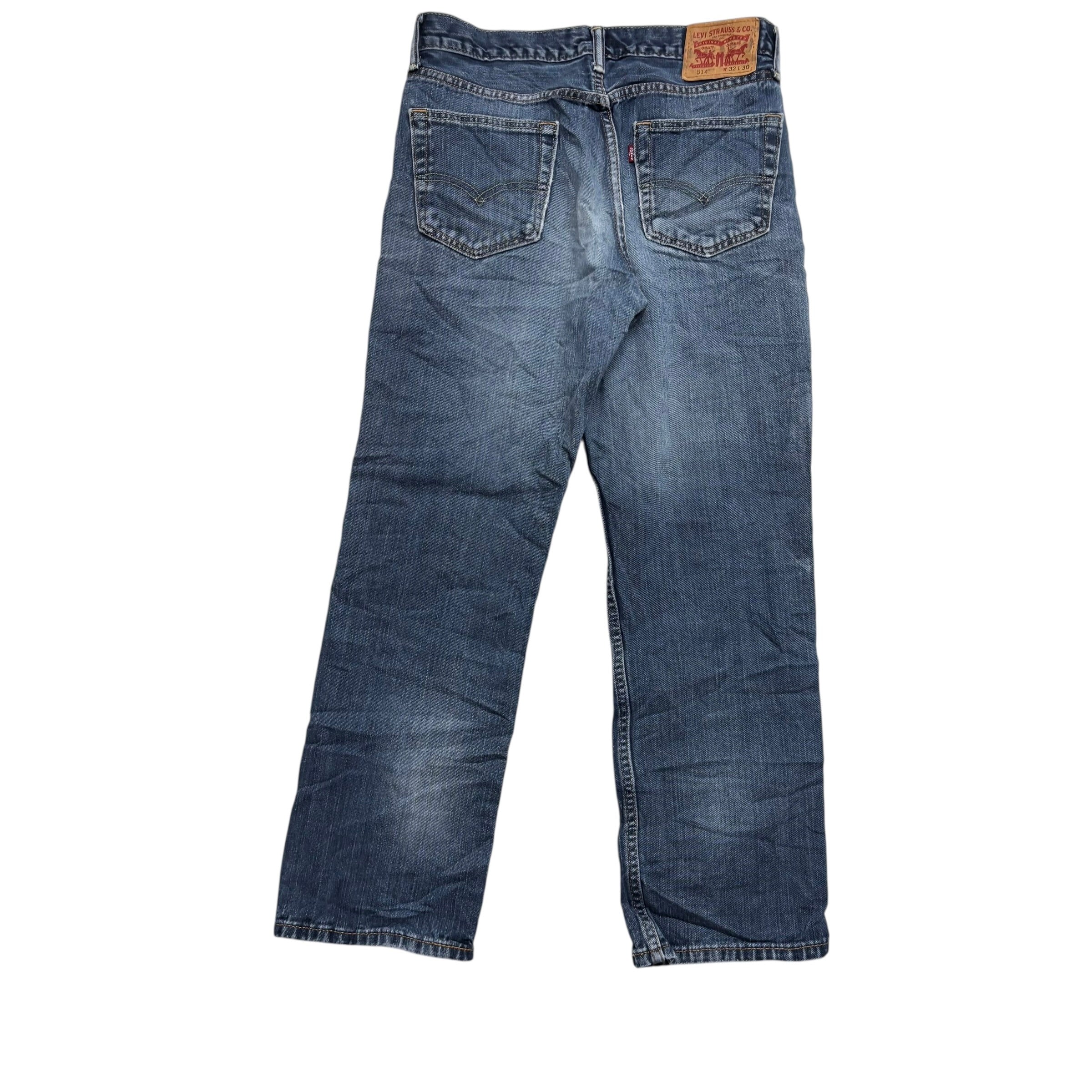 Levis 514 Jeans W32 L30 Mens Mid Blue Regular Straight Fit Denim