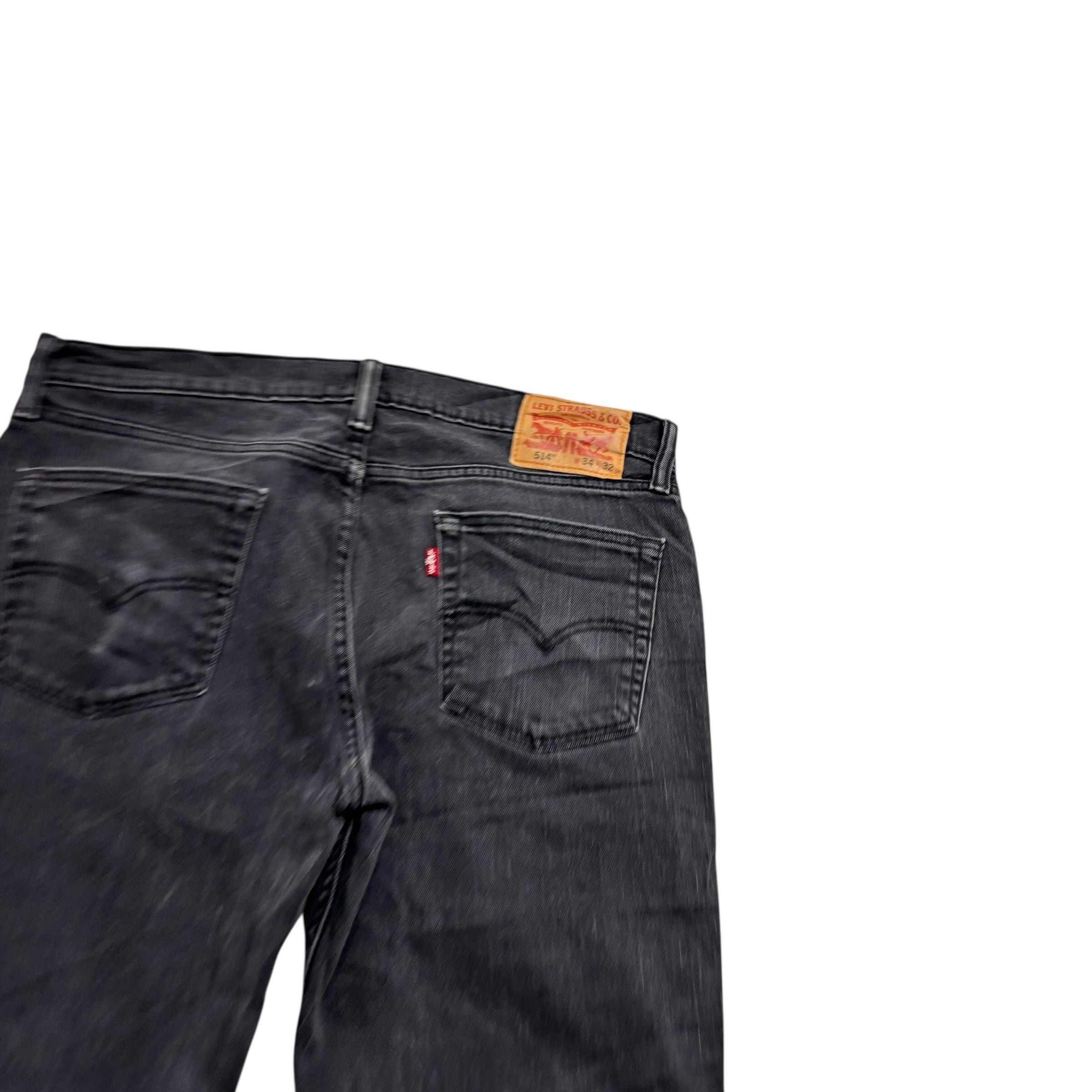 Levis 514 Jeans W34 L31 Mens Black Regular Straight Fit Stretch Denim