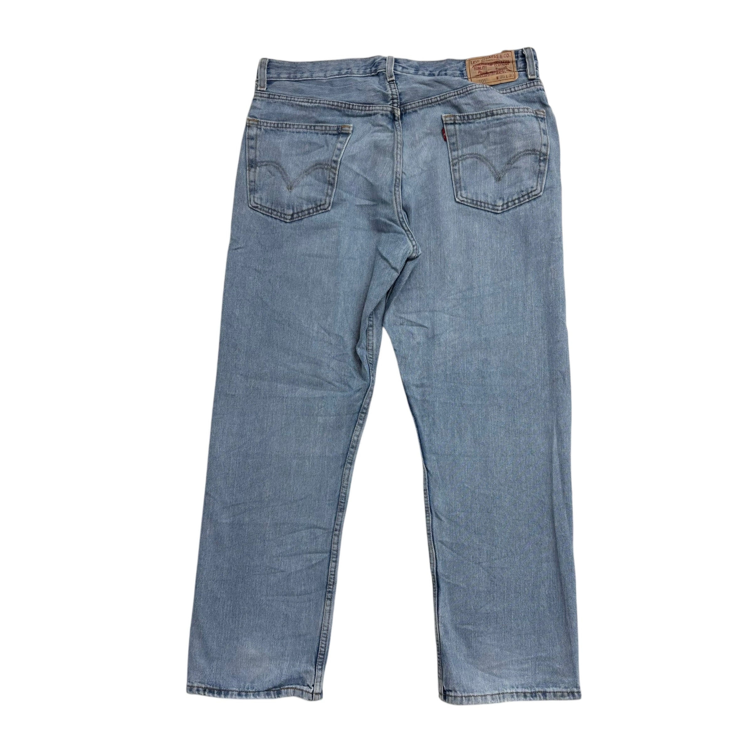 Levis 505 Jeans W36 L30 Mens Light Blue Regular Straight Fit Vintage Denim (E)