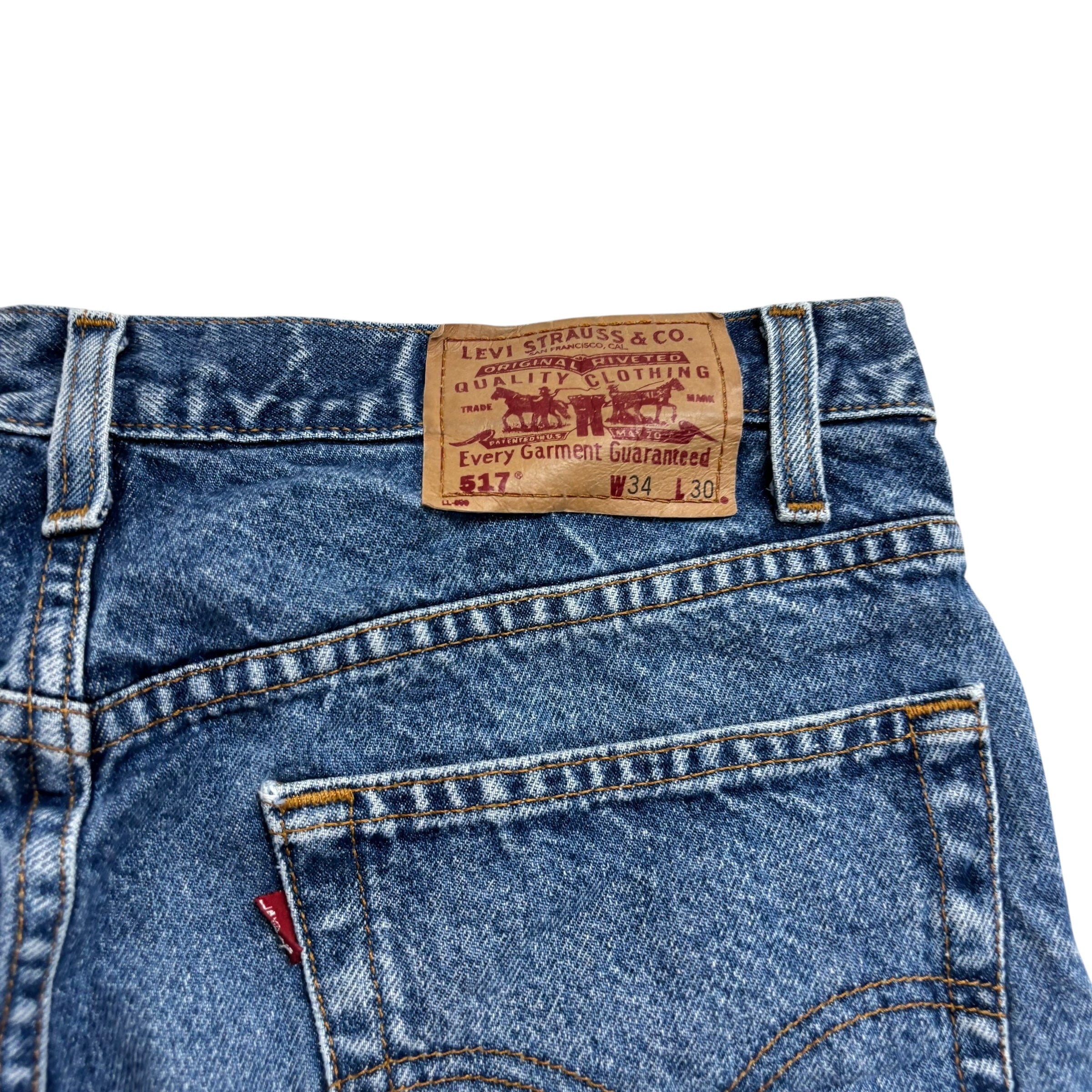 Levis 517 Jeans W33 L30 Mens Mid Blue Regular Bootcut Fit Vintage Denim (E)