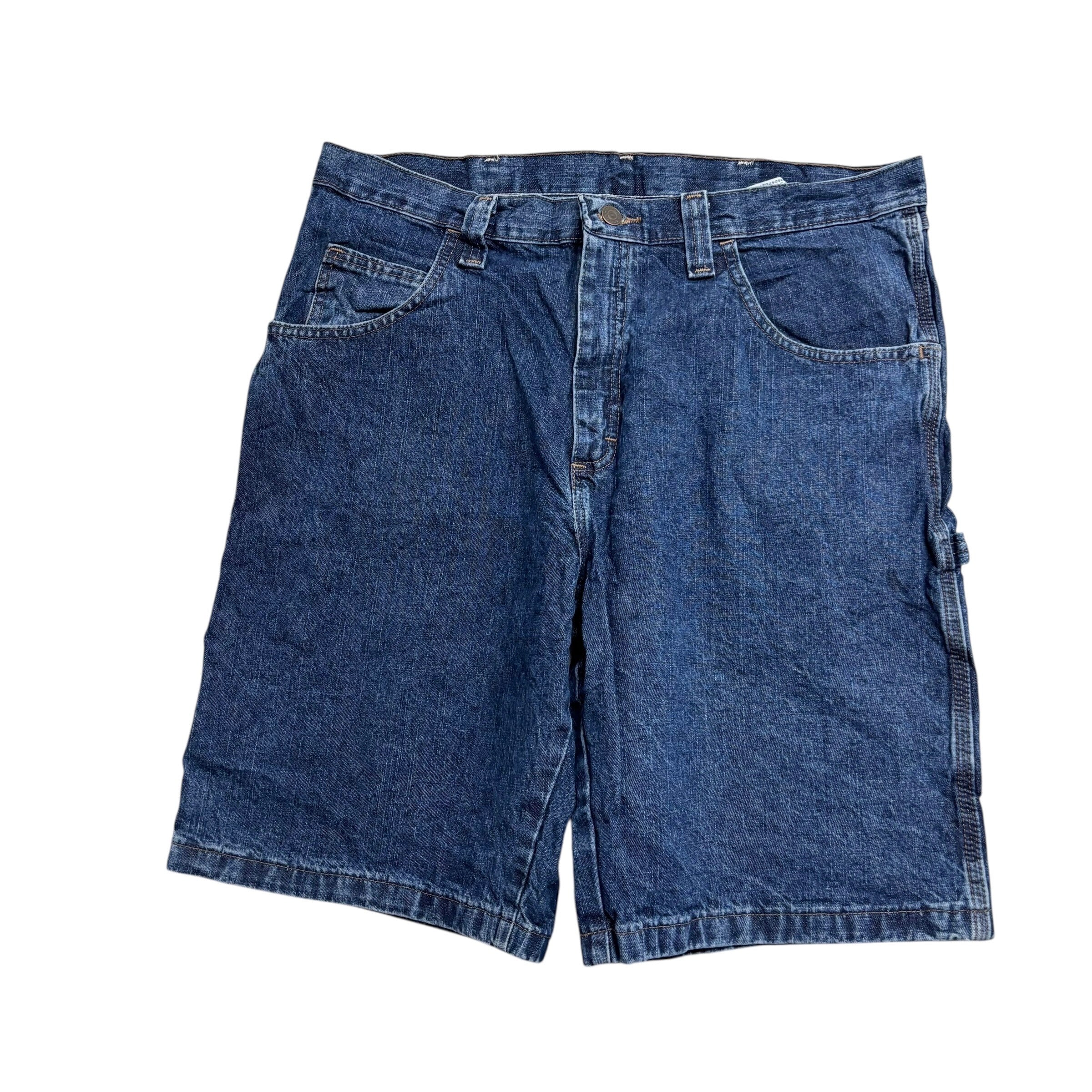 Wrangler Baggy Jorts W36 Mens Dark Blue Carpenter Denim Shorts Relaxed Fit (E)