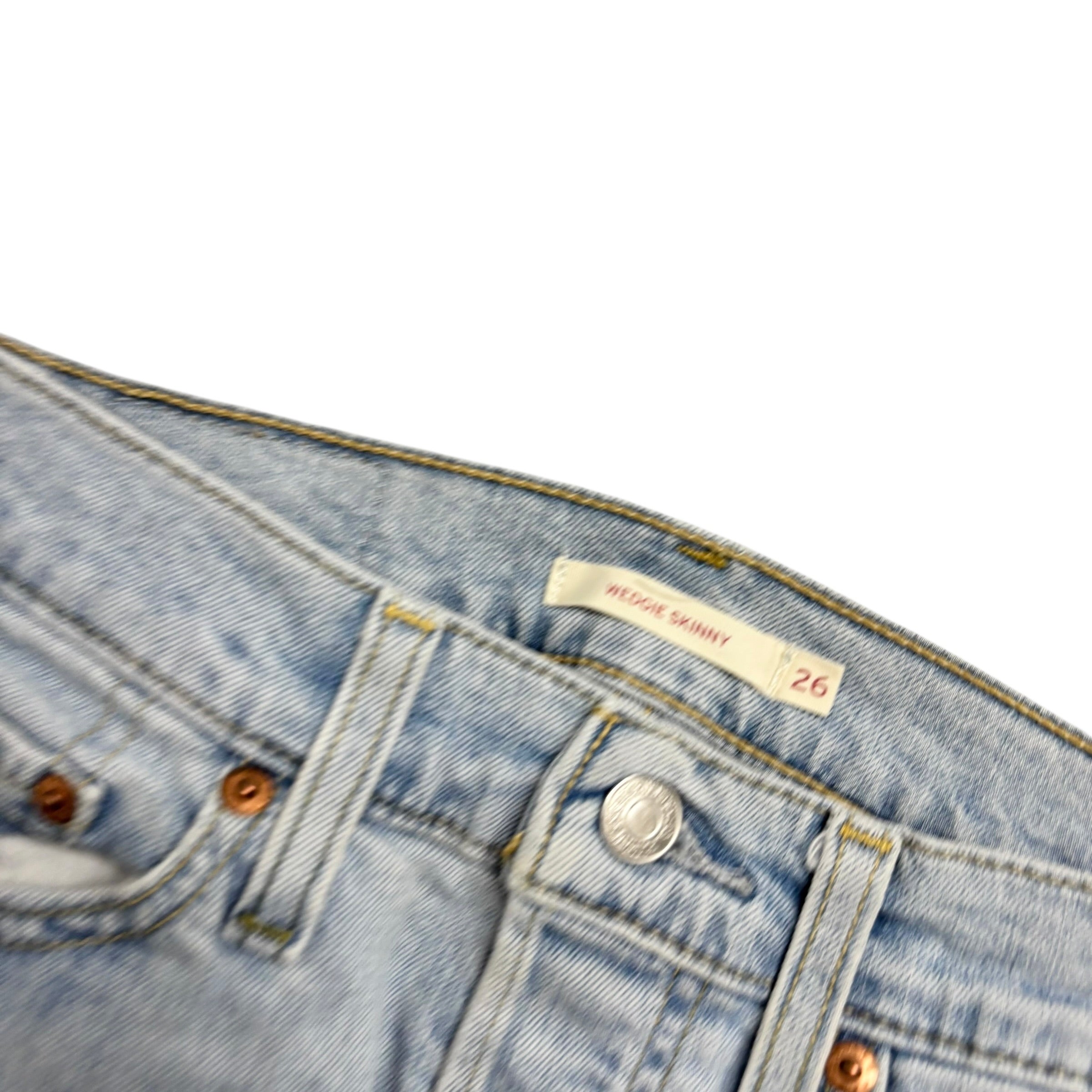 Levis Wedgie Skinny Jeans W25 W26 Womens Light Blue Stretch Denim