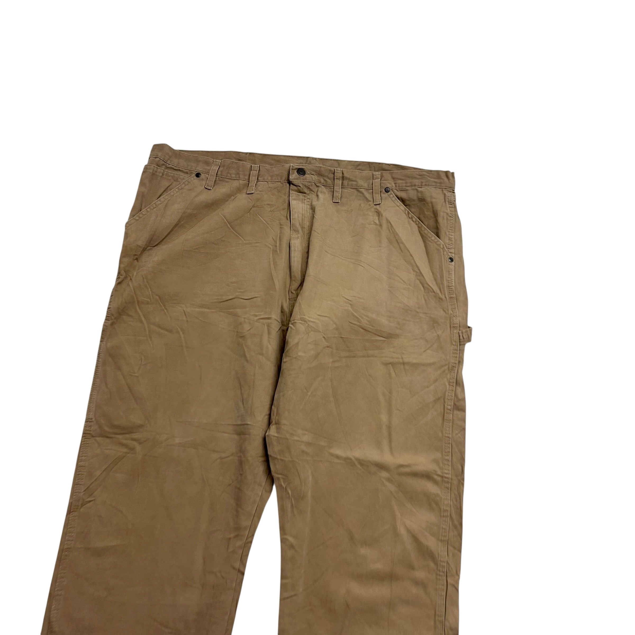 Wrangler Carpenter Pants W44 L30 Mens Tan Relaxed Straight Fit Trousers (E)