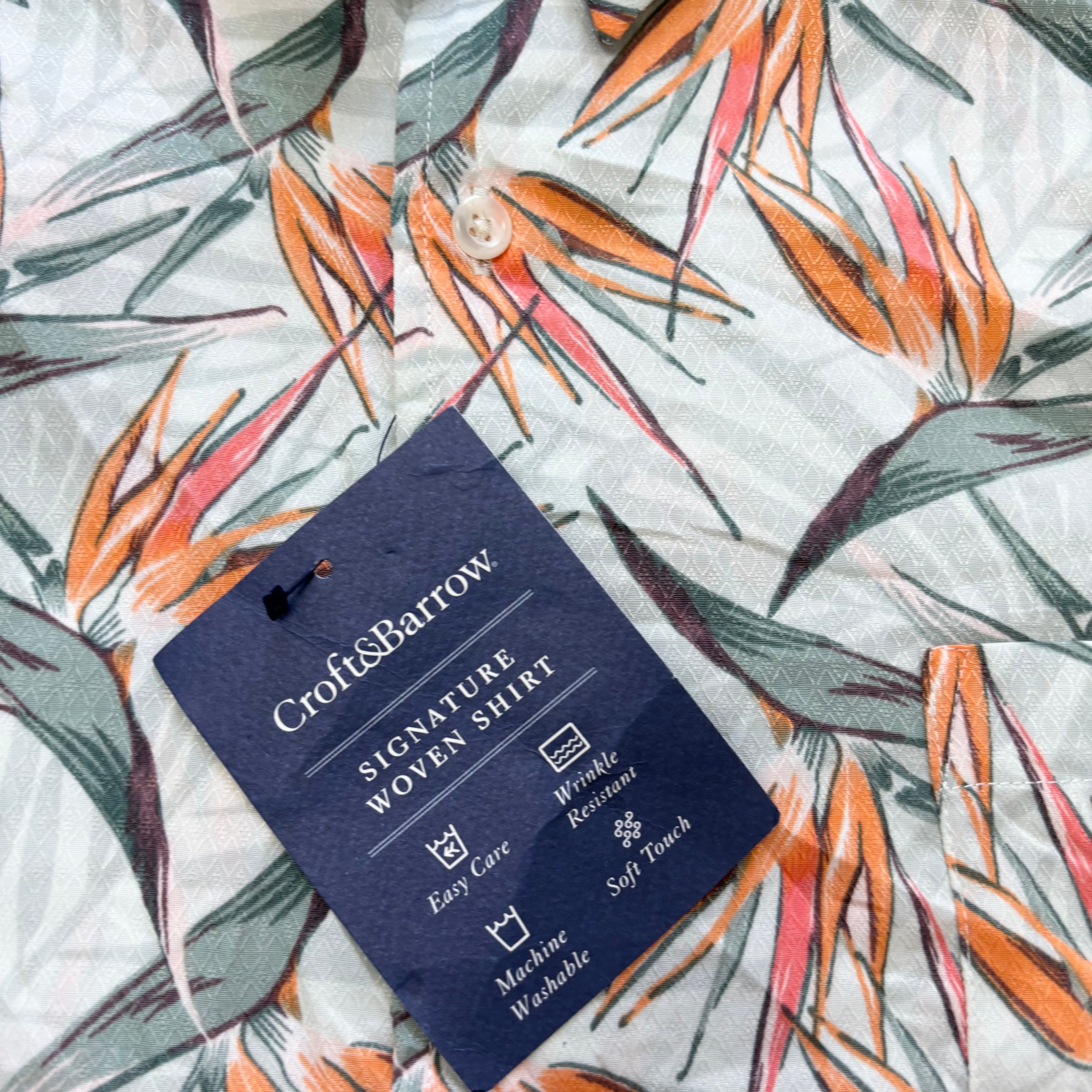 Hawaiian Shirt Mens XXL Green Floral Aloha Short Sleeve Polyester (E)