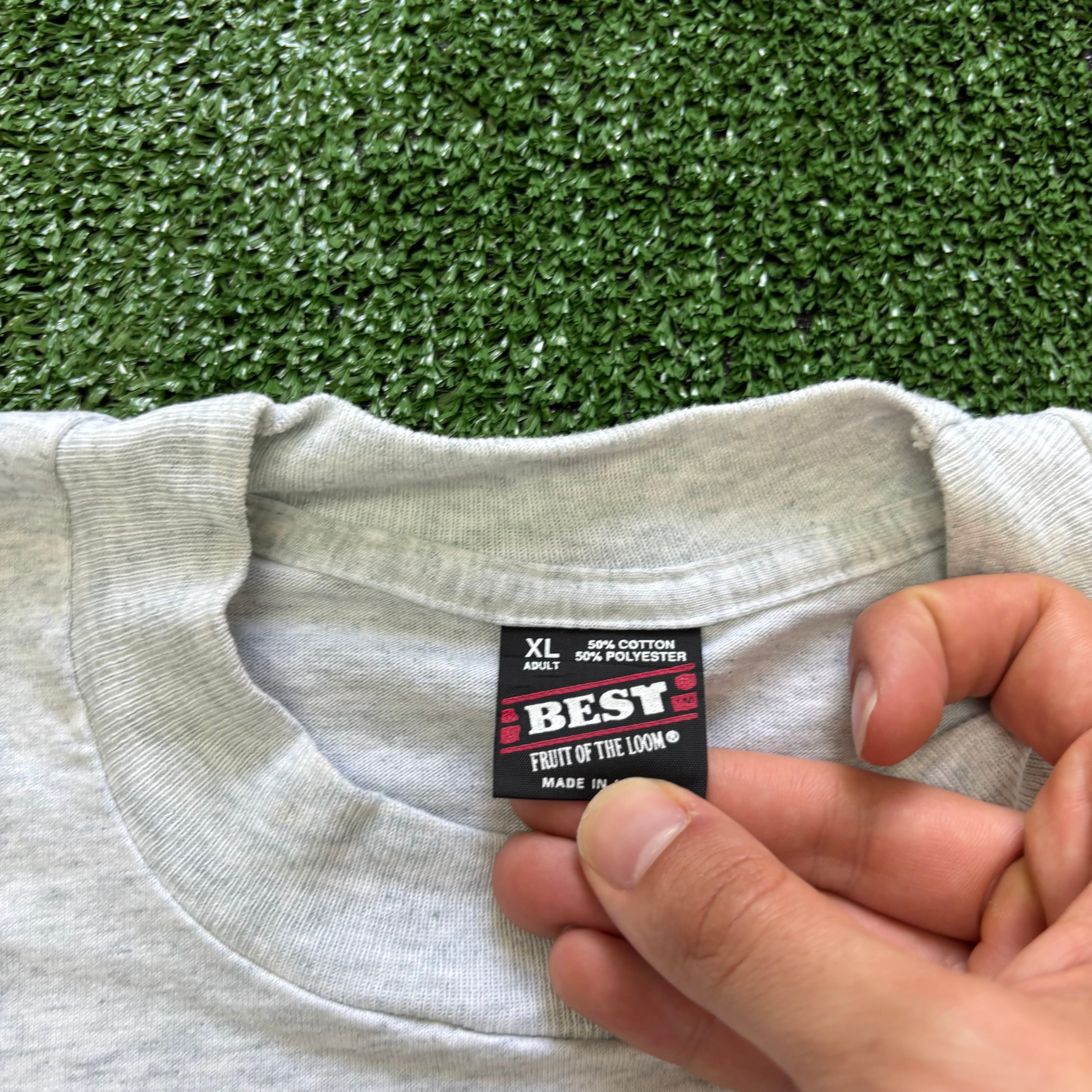 Vintage T Shirt Mens XL Grey Single Stitch Graphic Print 90s Douglass