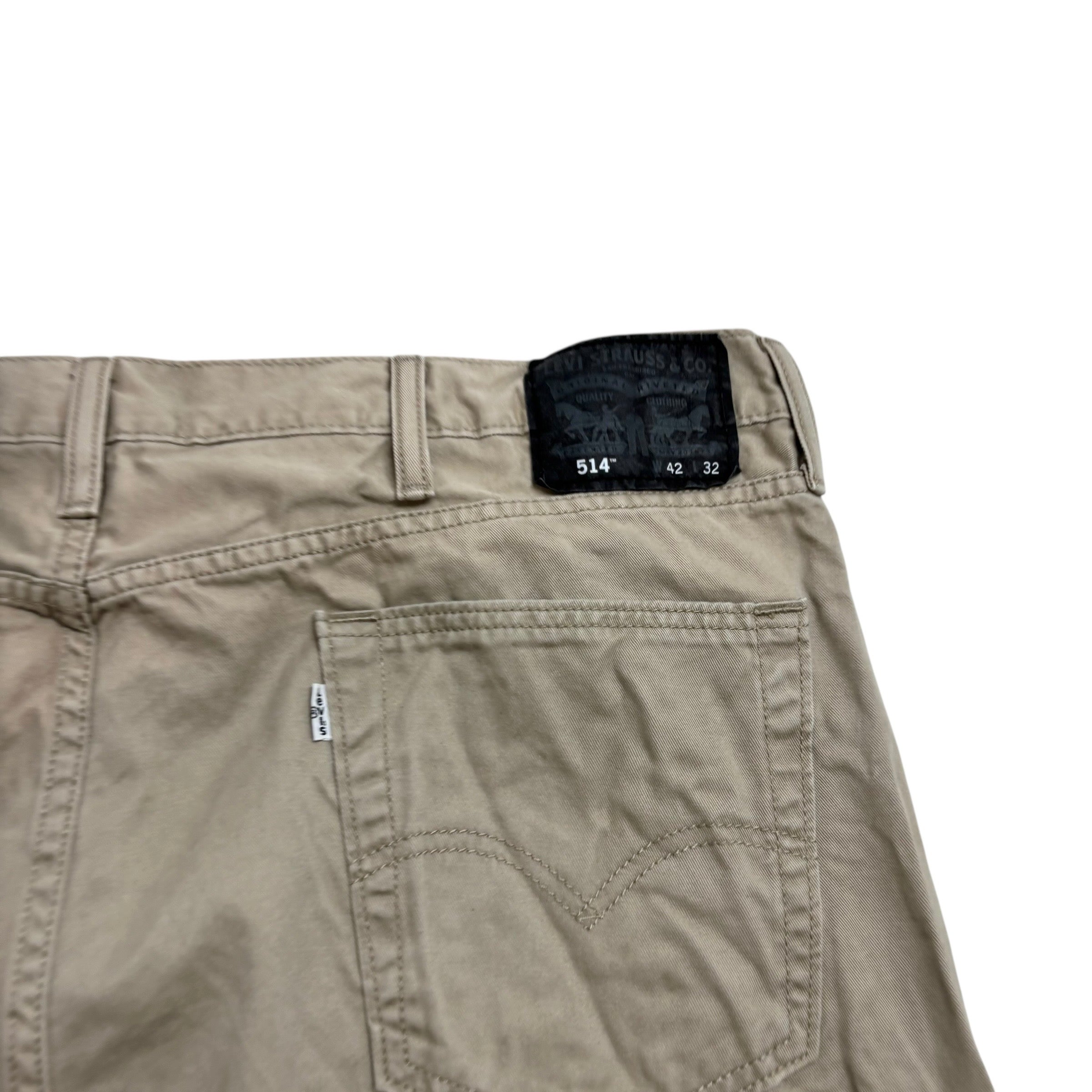 Levis 514 Trousers W42 L32 Mens Cream Regular Straight Fit Cotton Pants