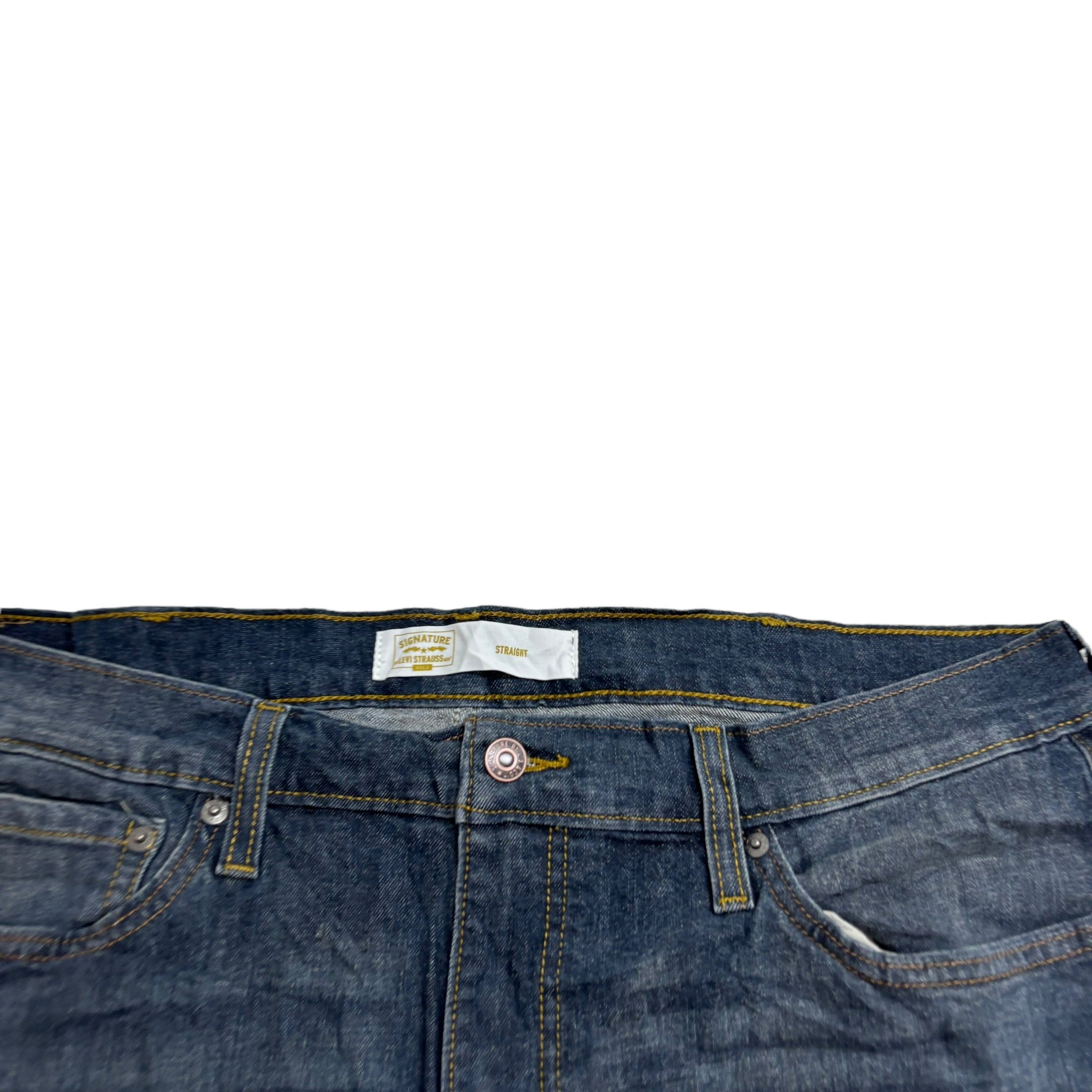 Levis Signature Jeans W38 L30 Mens Dark Blue Regular Straight Stretch Denim (E)