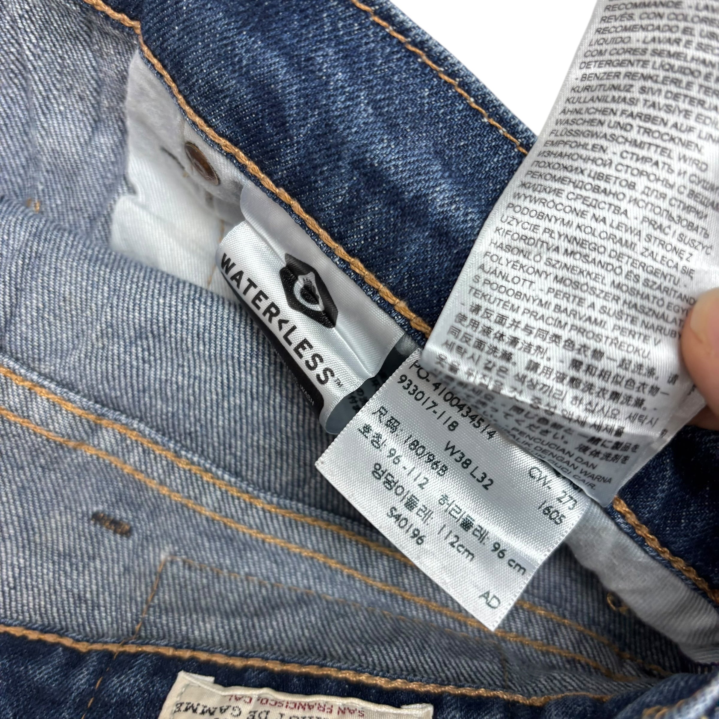 Levis 512 Jeans W38 L32 Mens Mid Blue Slim Tapered Fit Stretch Denim (E)