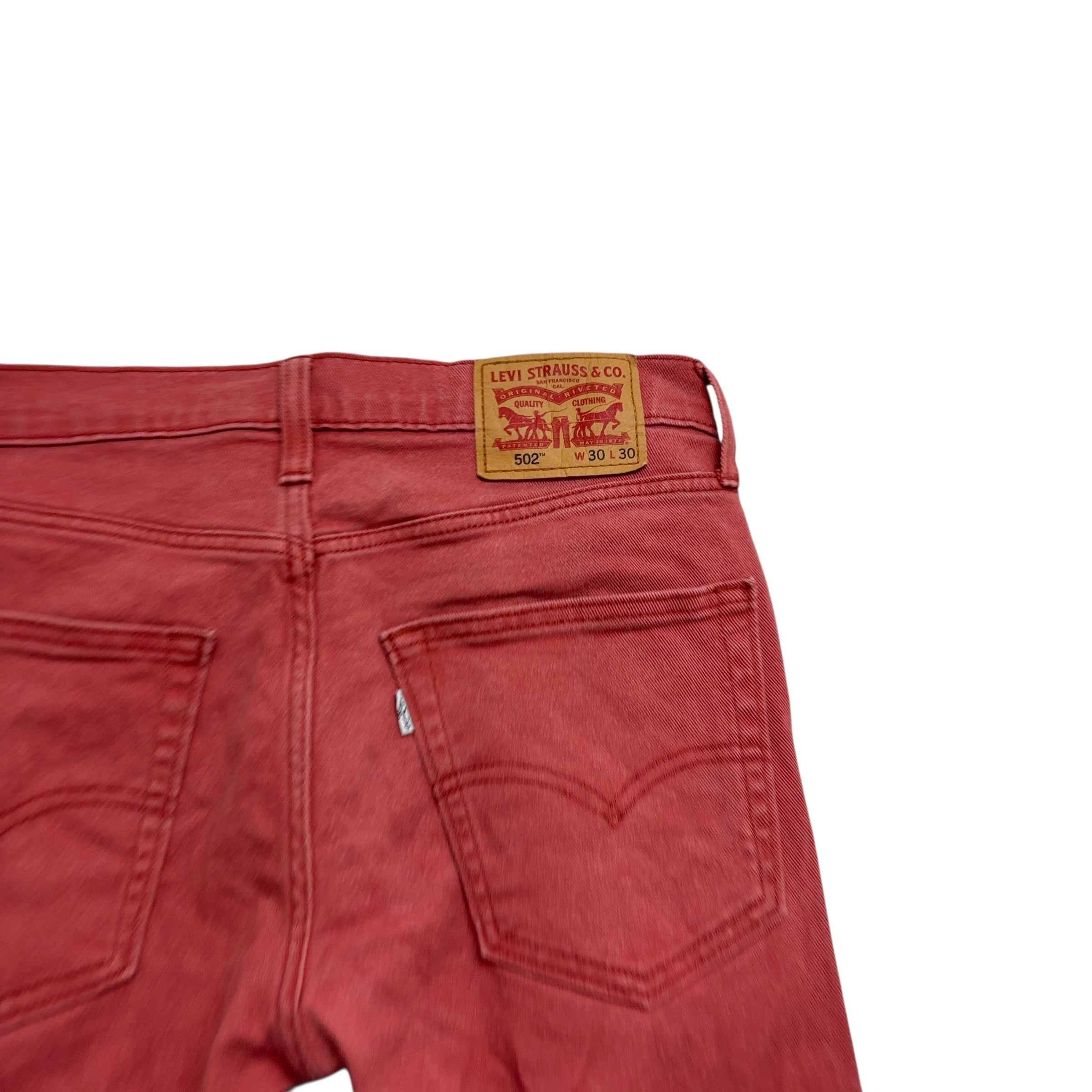 Levis 502 Trousers W30 L30 Mens Pink Regular Tapered Fit Stretch Pants