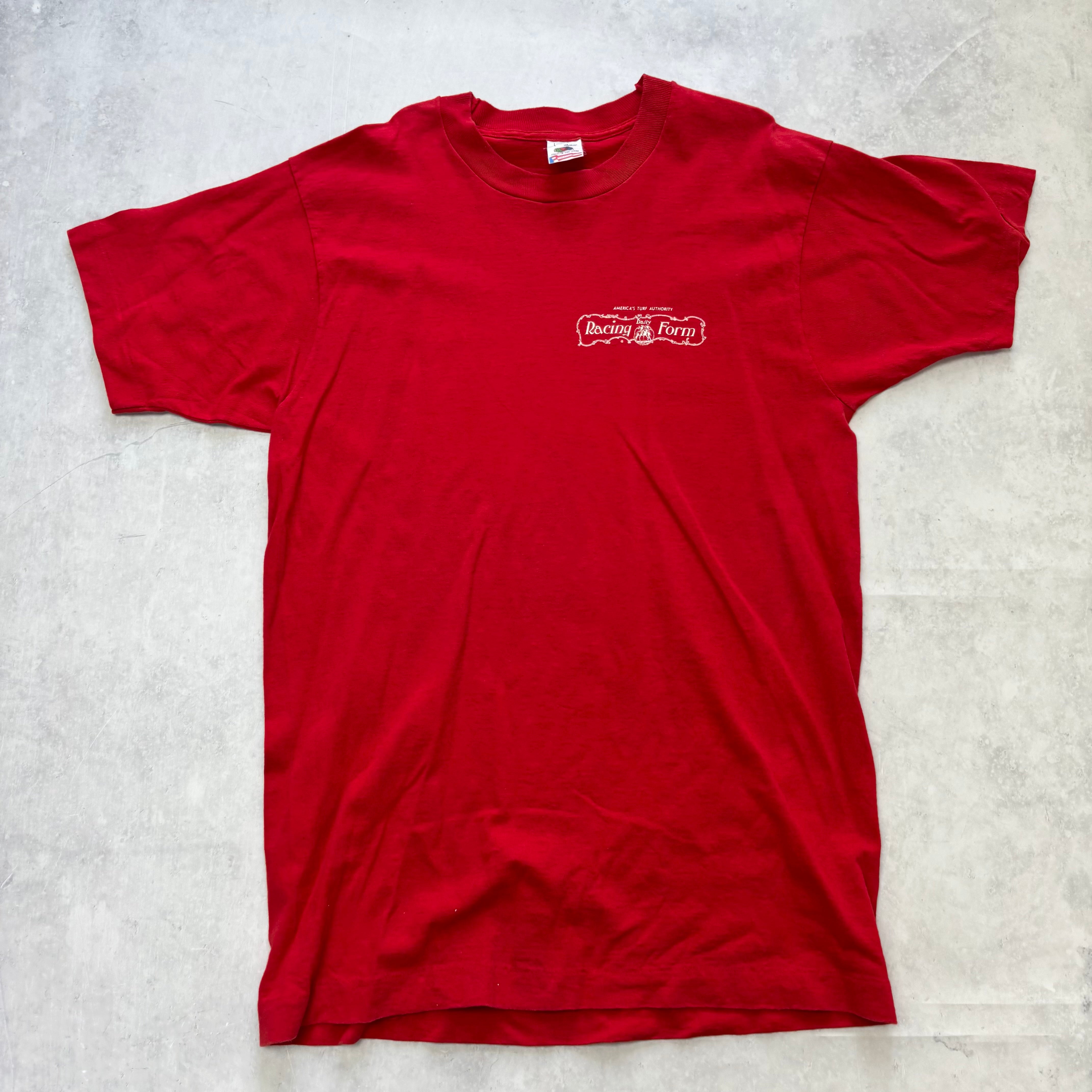 Vintage T Shirt Mens Medium Red Single Stitch Graphic Print 90s Racing (E)