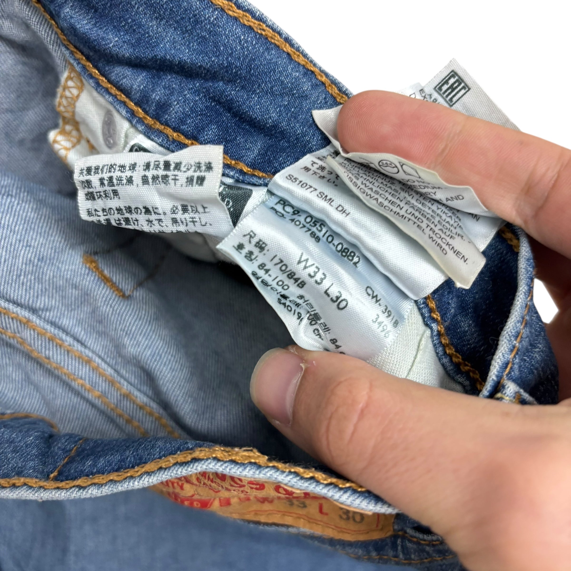 Levis 510 Jeans W33 L30 Mens Mid Blue Skinny Fit Stretch Denim (E)