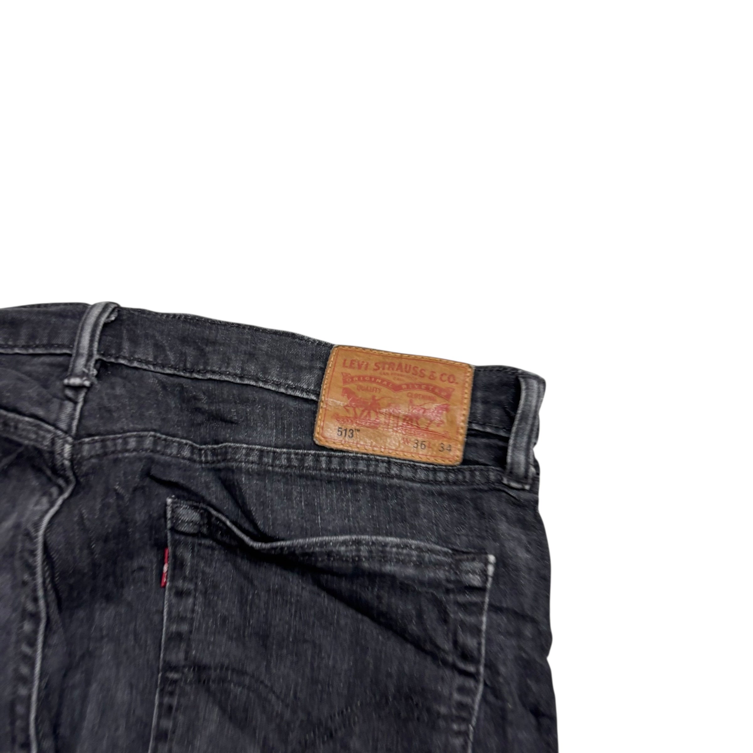 Levis 513 Jeans W36 L34 Mens Black Slim Straight Fit Stretch Denim