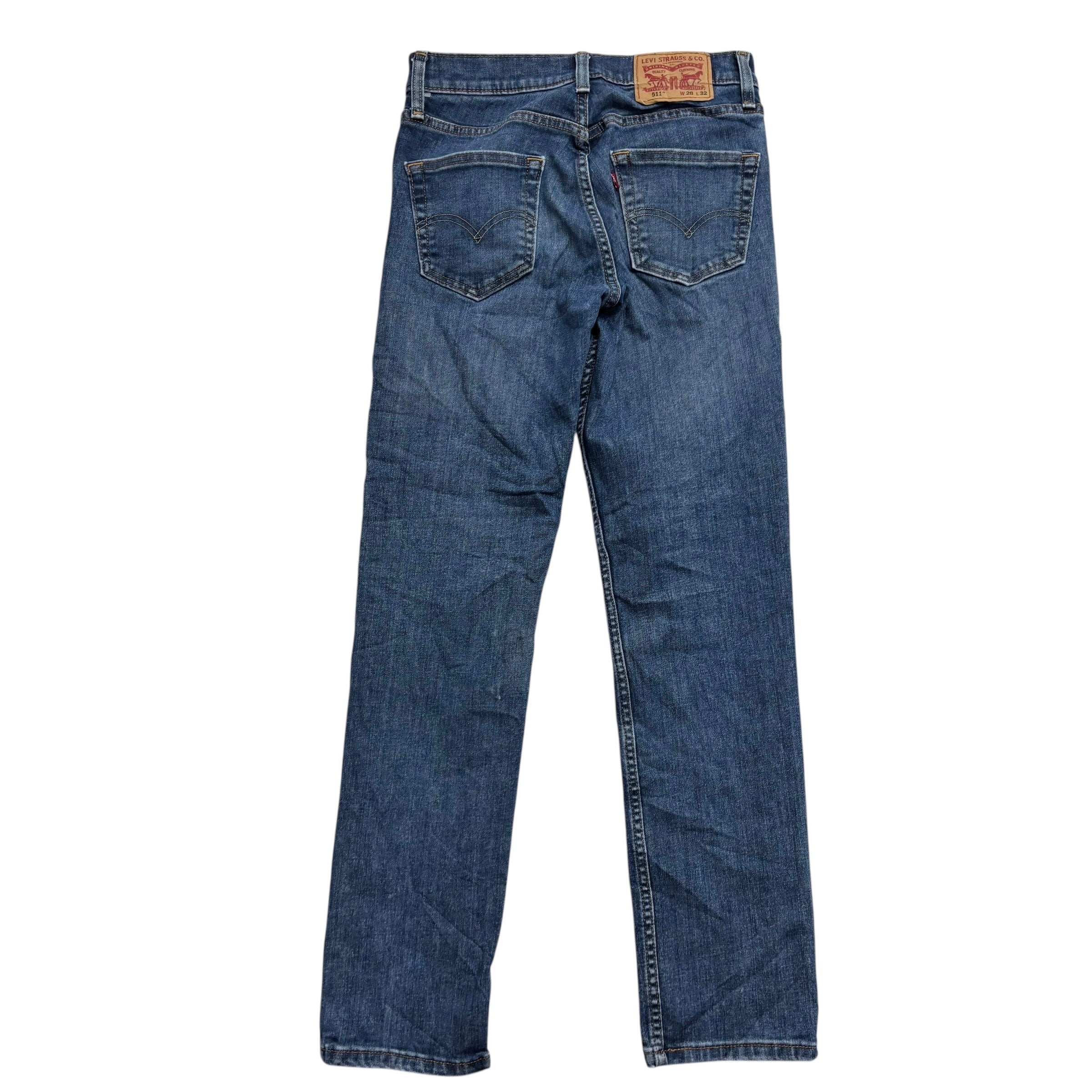 Levis 511 Jeans W28 L32 Mens Mid Blue Slim Fit Stretch Denim (E)