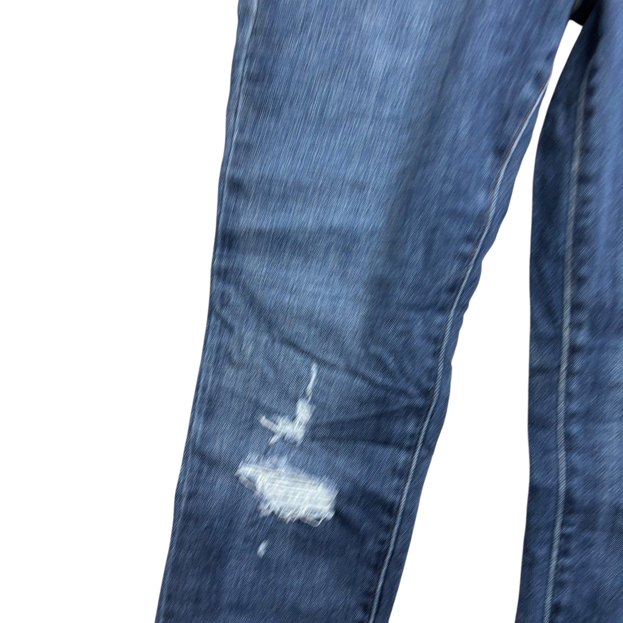 Levis 711 Jeans W29 L30 Womens Skinny Fit Dark Blue Stretch Distressed Denim (E)