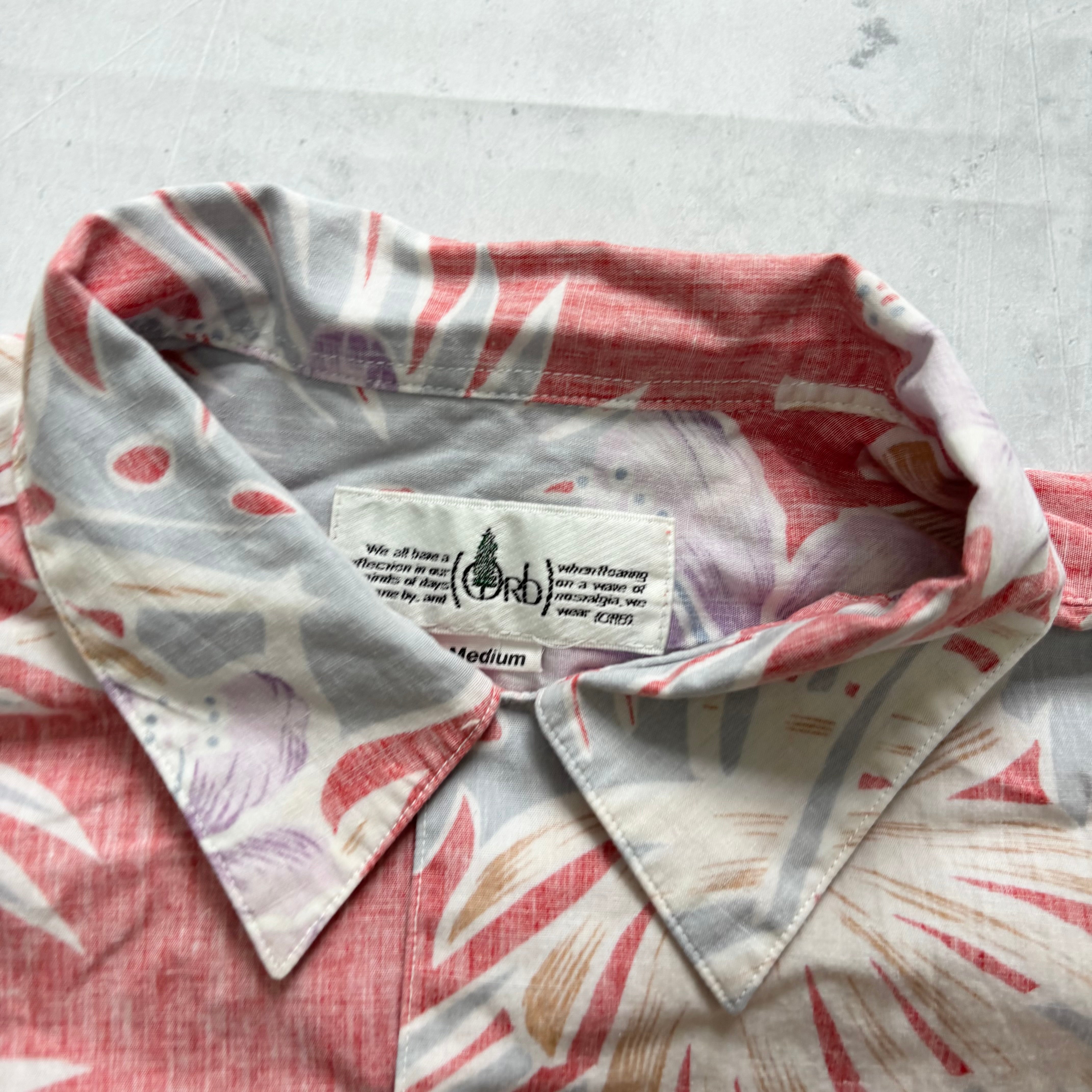 Vintage Hawaiian Shirt Mens Medium Red Floral Aloha Short Sleeve (E)
