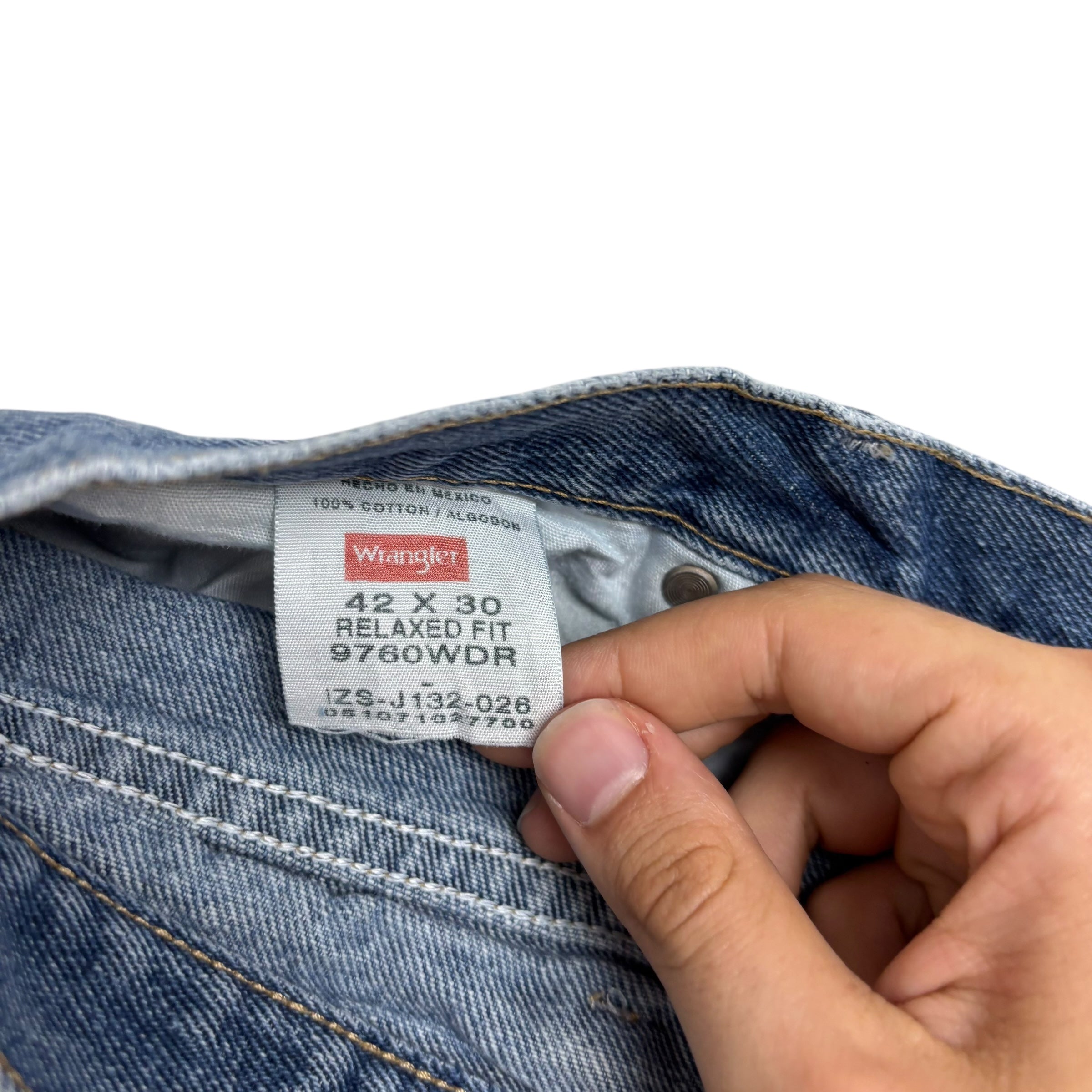 Wrangler Jeans W42 L30 Mens Mid Blue Relaxed Straight Fit Denim (E)