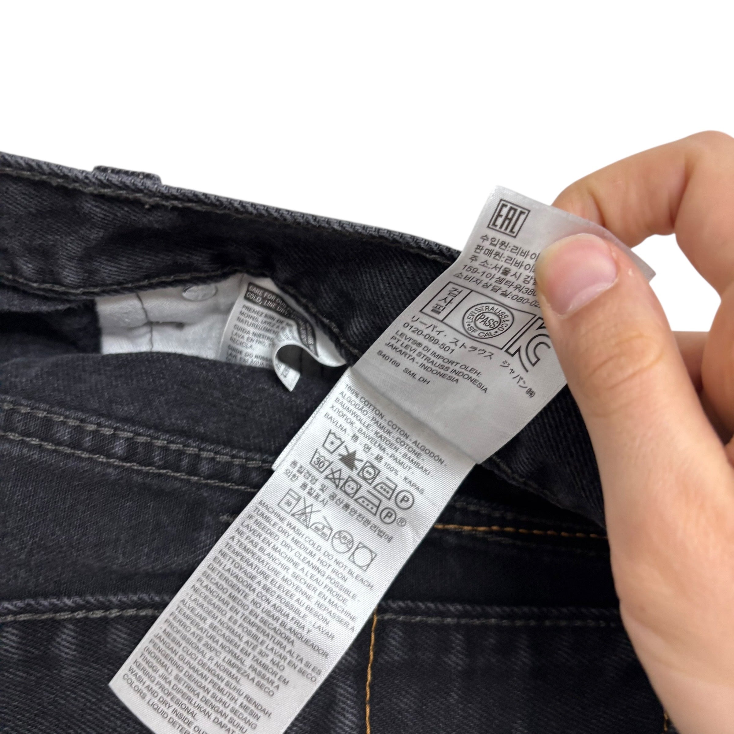 Levis 505 Jeans W44 L30 Mens Black Regular Straight Fit Denim (E)