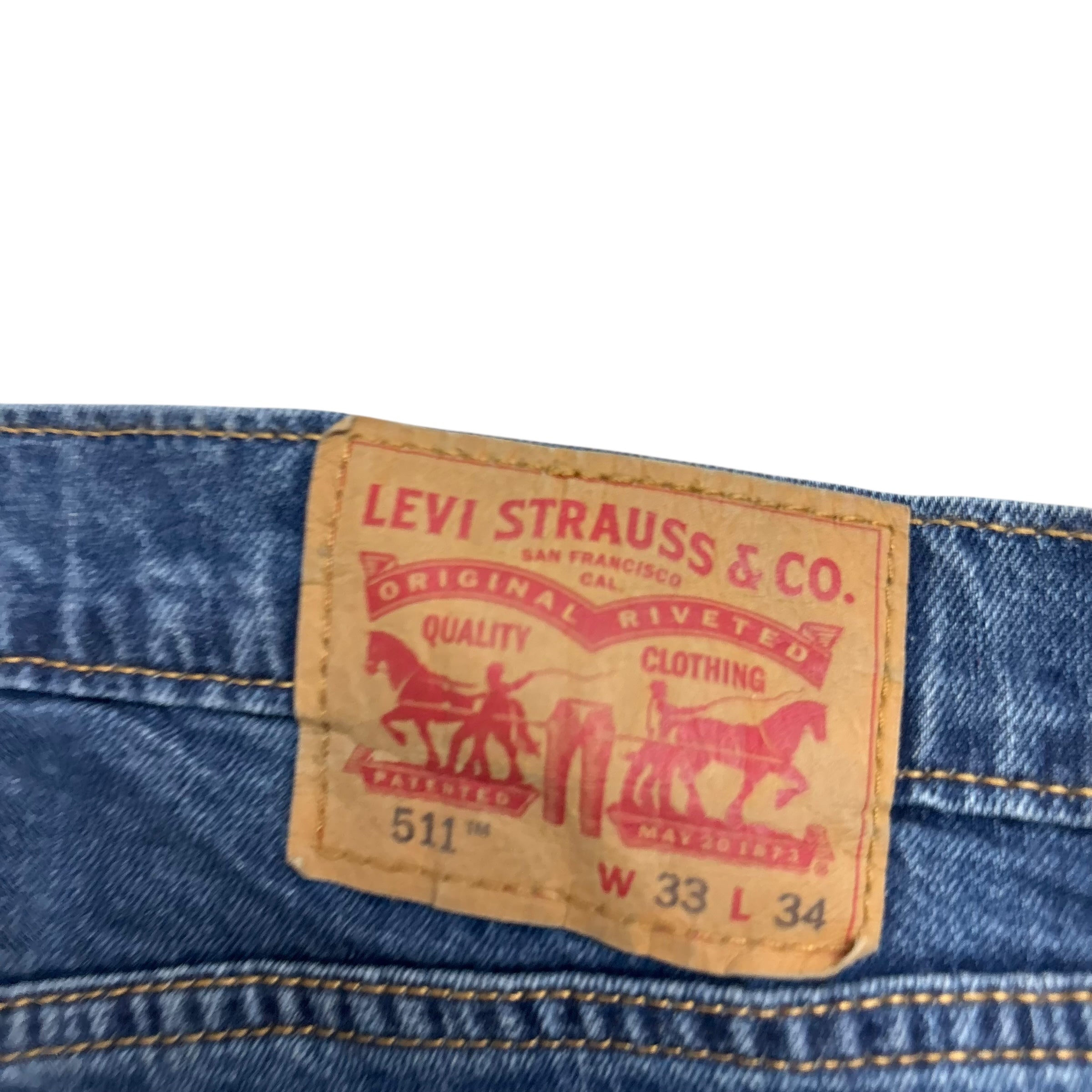 Levis 511 Jeans W32 L34 Mens Mid Blue Slim Fit Stretch Denim (E)
