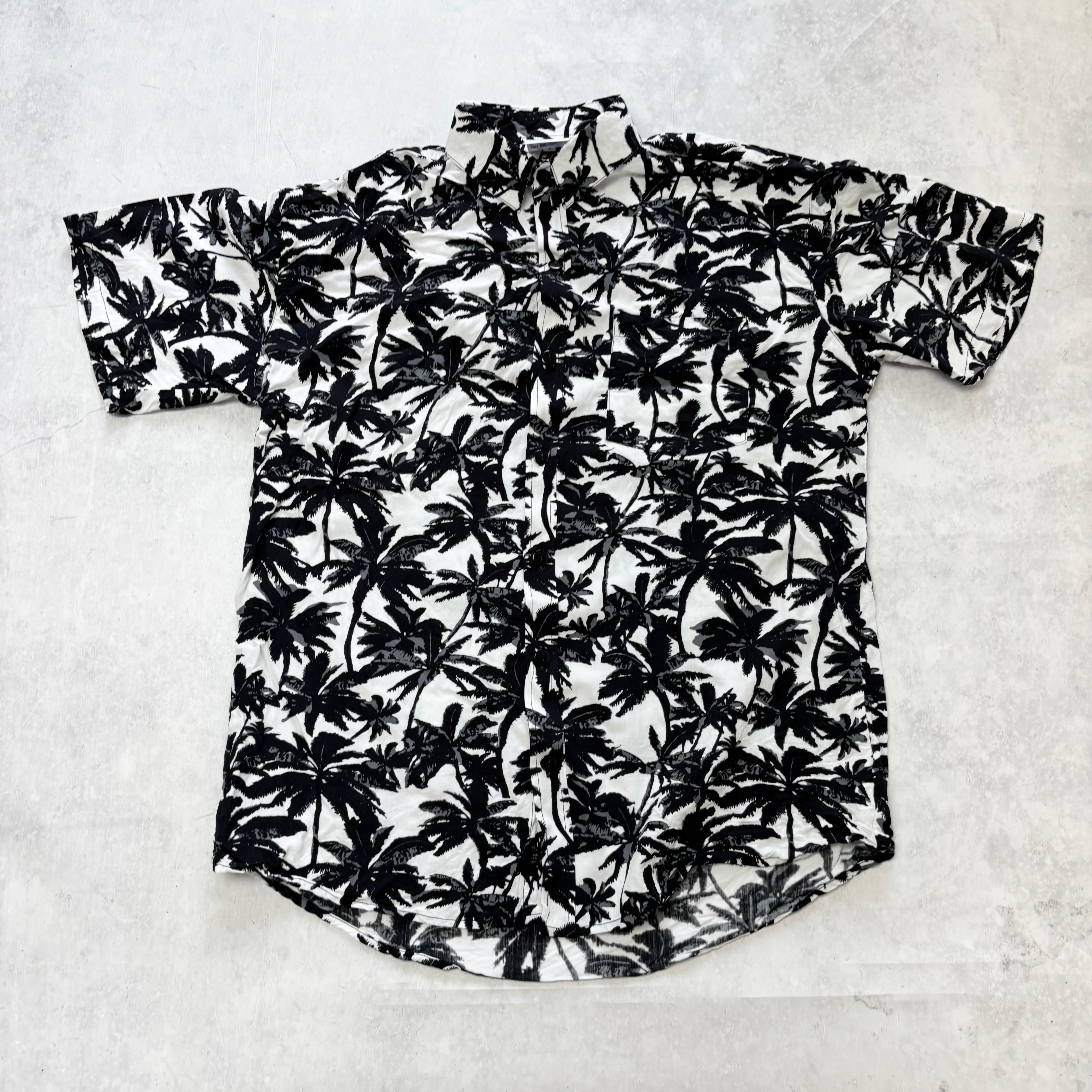 Hawaiian Shirt Mens Medium White Floral Aloha Short Sleeve (E)